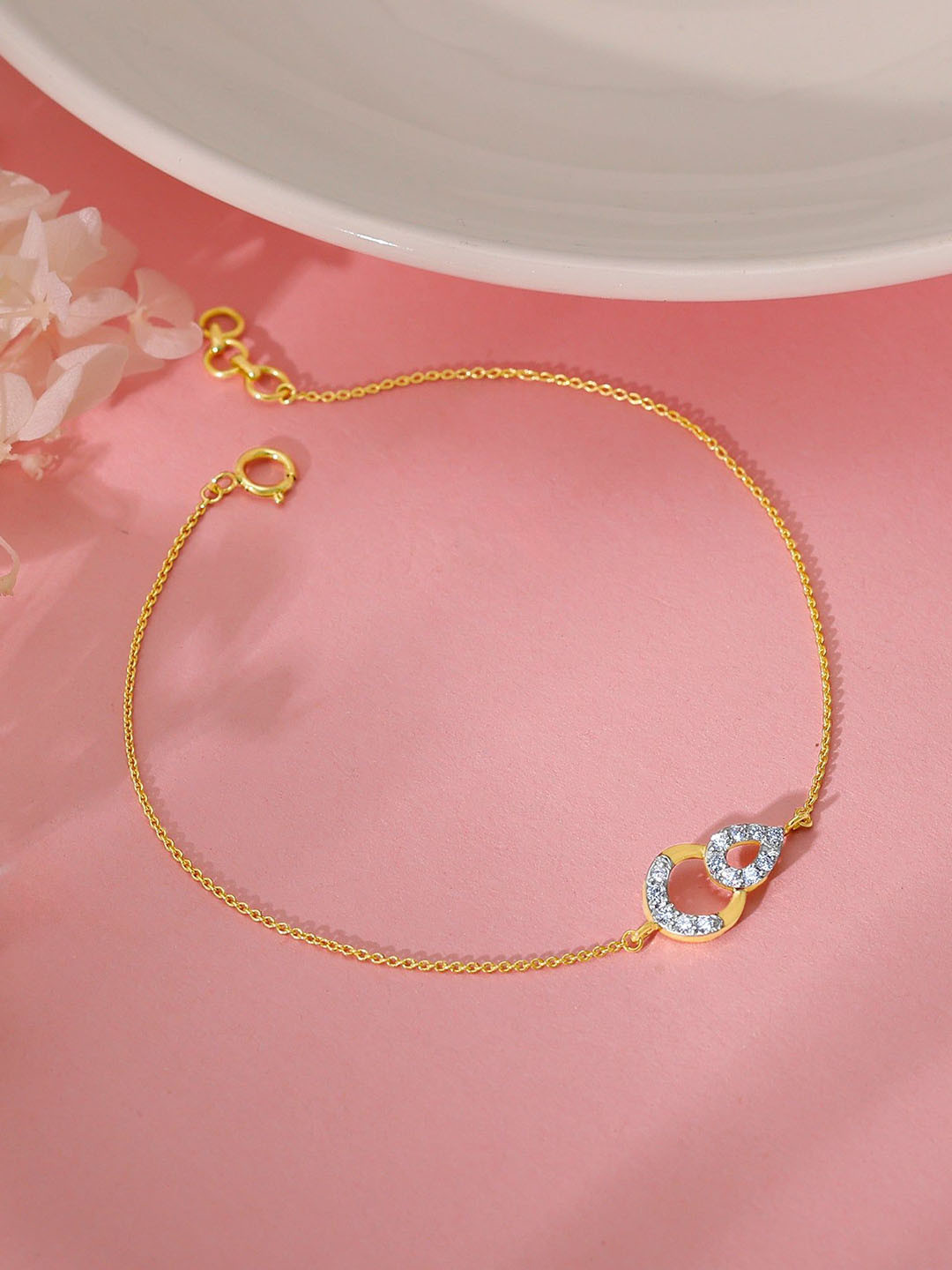 GIVA Women Gold Ember 18 Kt Bracelet Diamond-1.36 gms