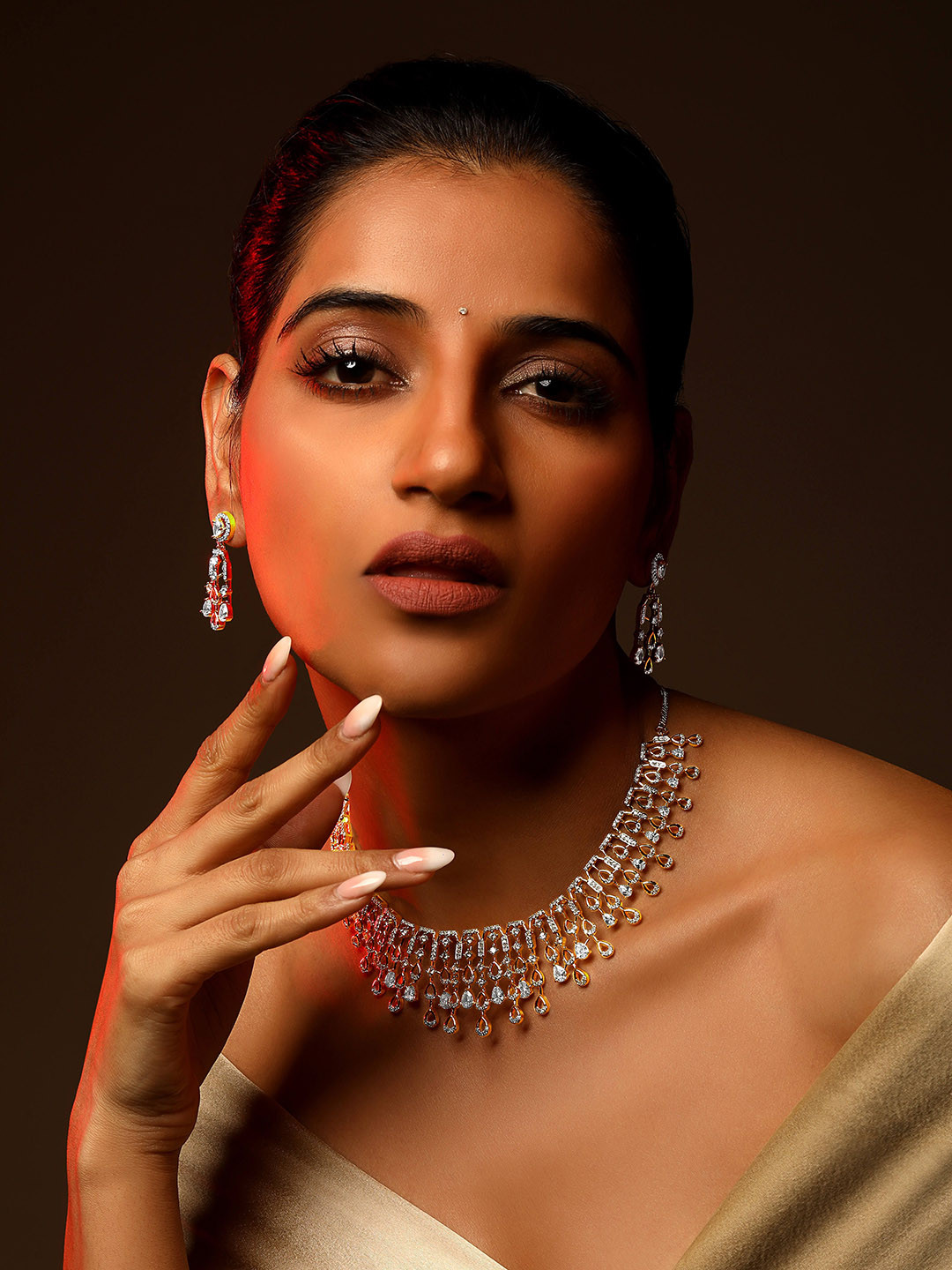 ASMITTA JEWELLERY 22 KT Gold-Plated Cubic Zirconia-Studded Jewellery Set