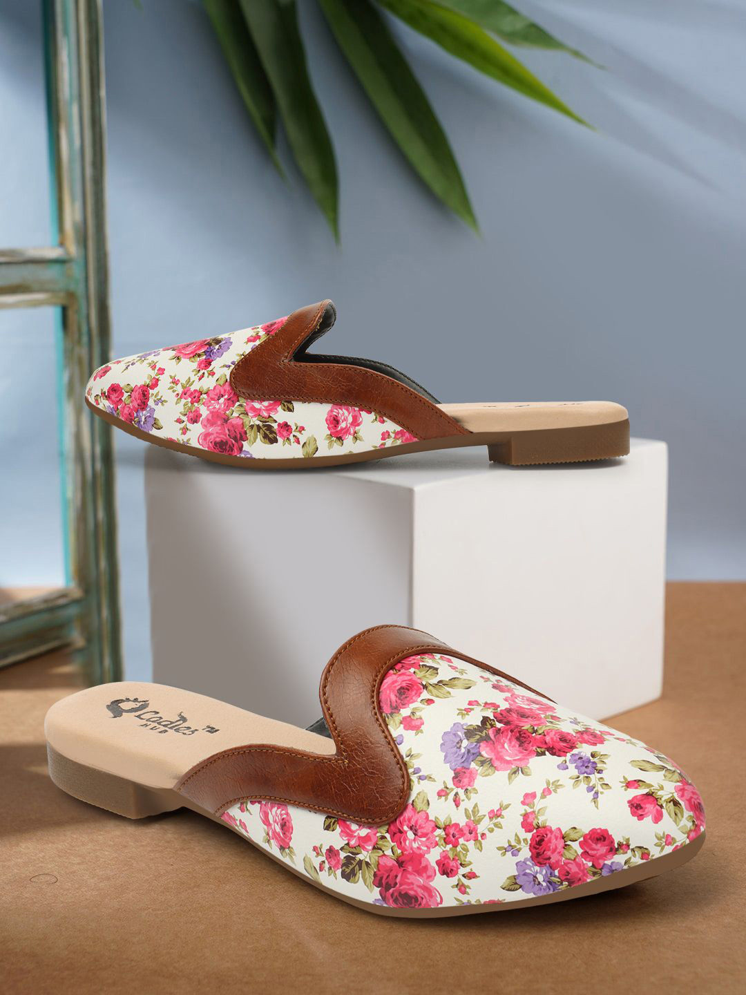 Ladies Hub Women Lightweight Slip-On Printed Mules