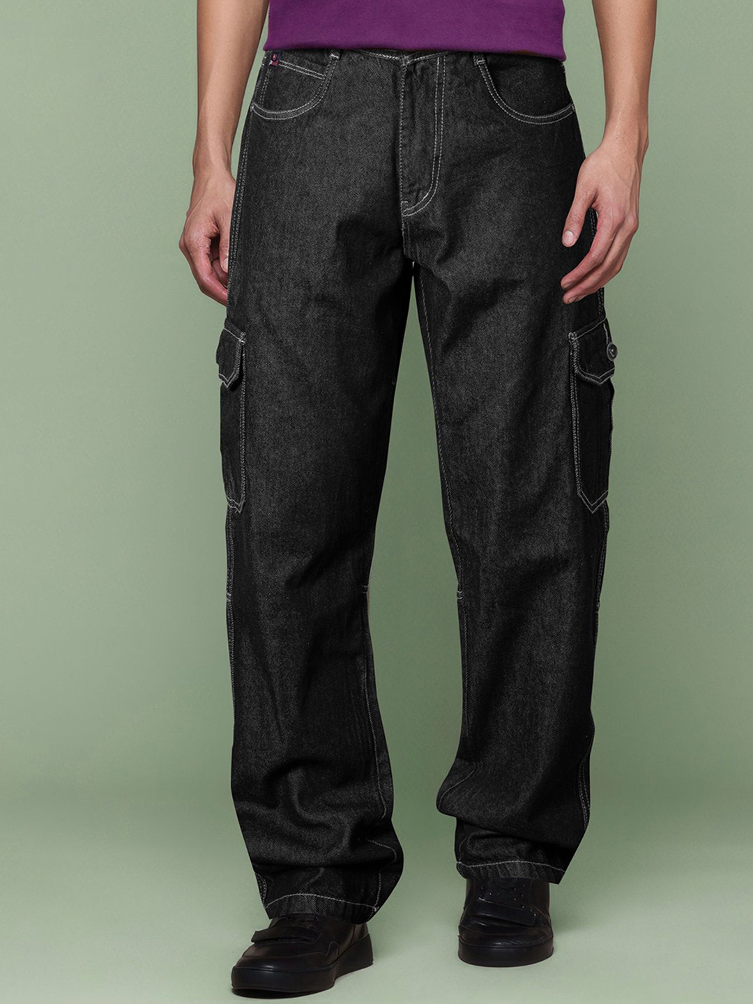 Jb Just BLACK Men Baggy Mid-Rise Acid Wash Jeans