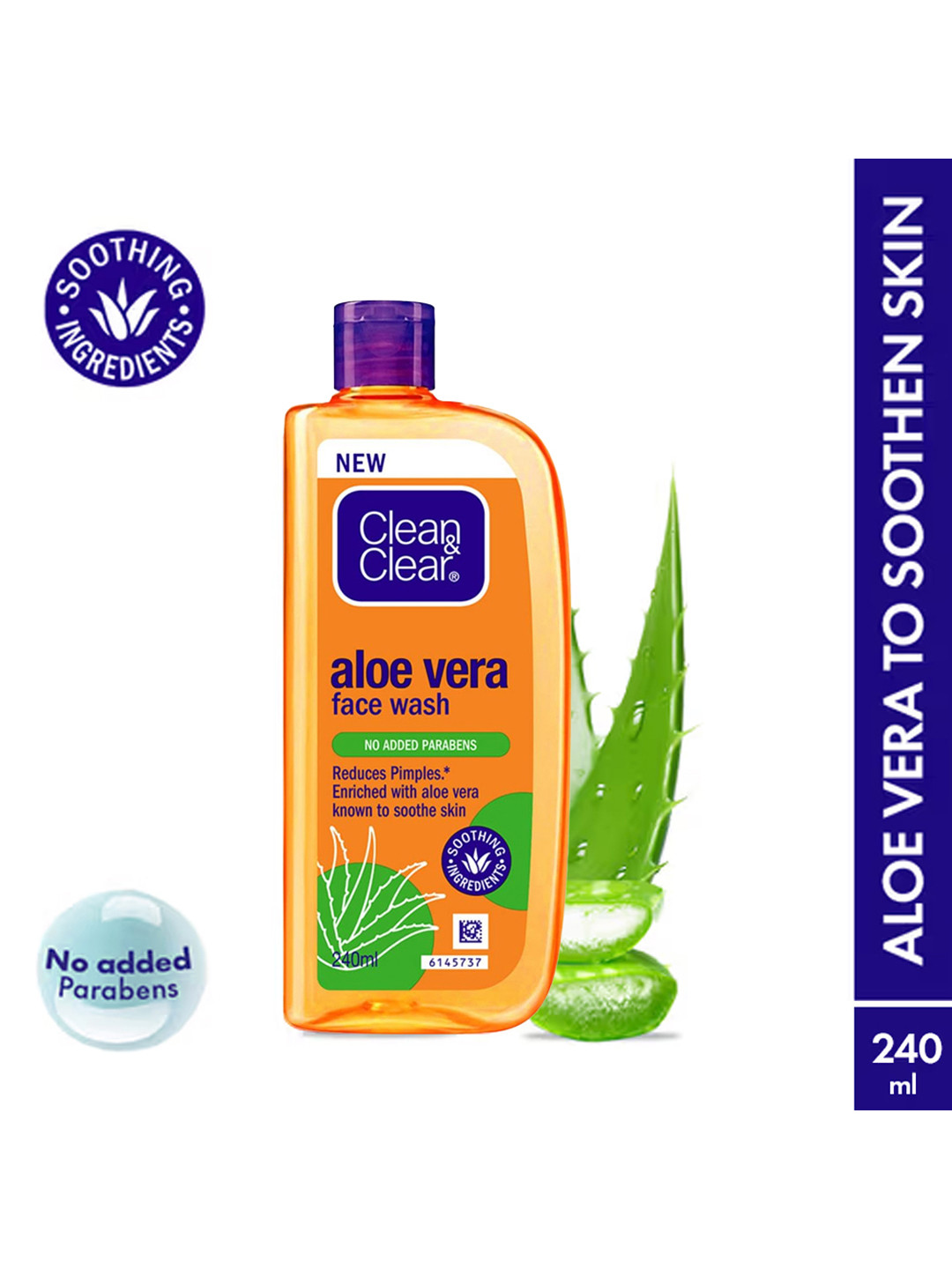 Clean&Clear Aloe Vera Face Wash To Reduce Pimples & Aloe Vera - 240ml