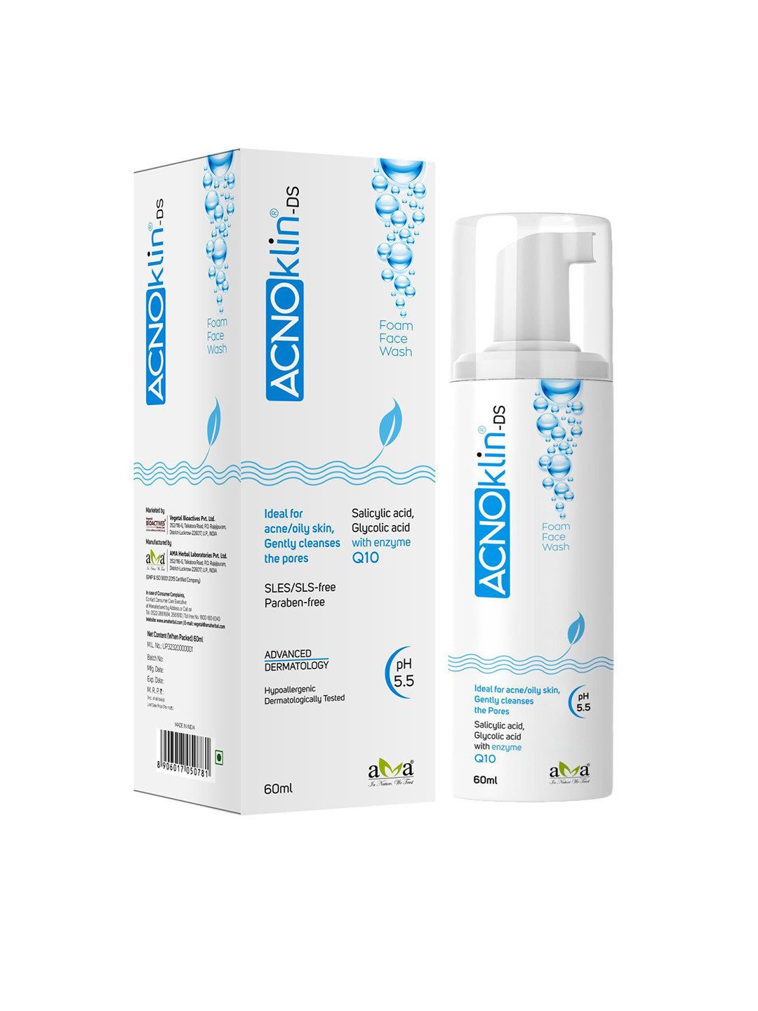 Vegetal Acnoklin-DS Foam Face Wash- 60 ml