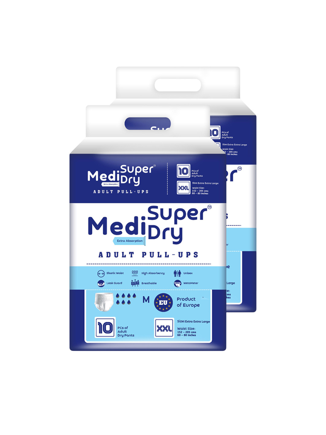 MEDISUPERDRY Set Of 2 Leak Proof Adult Pull Ups Diapers - XXL - 10 Pcs Each