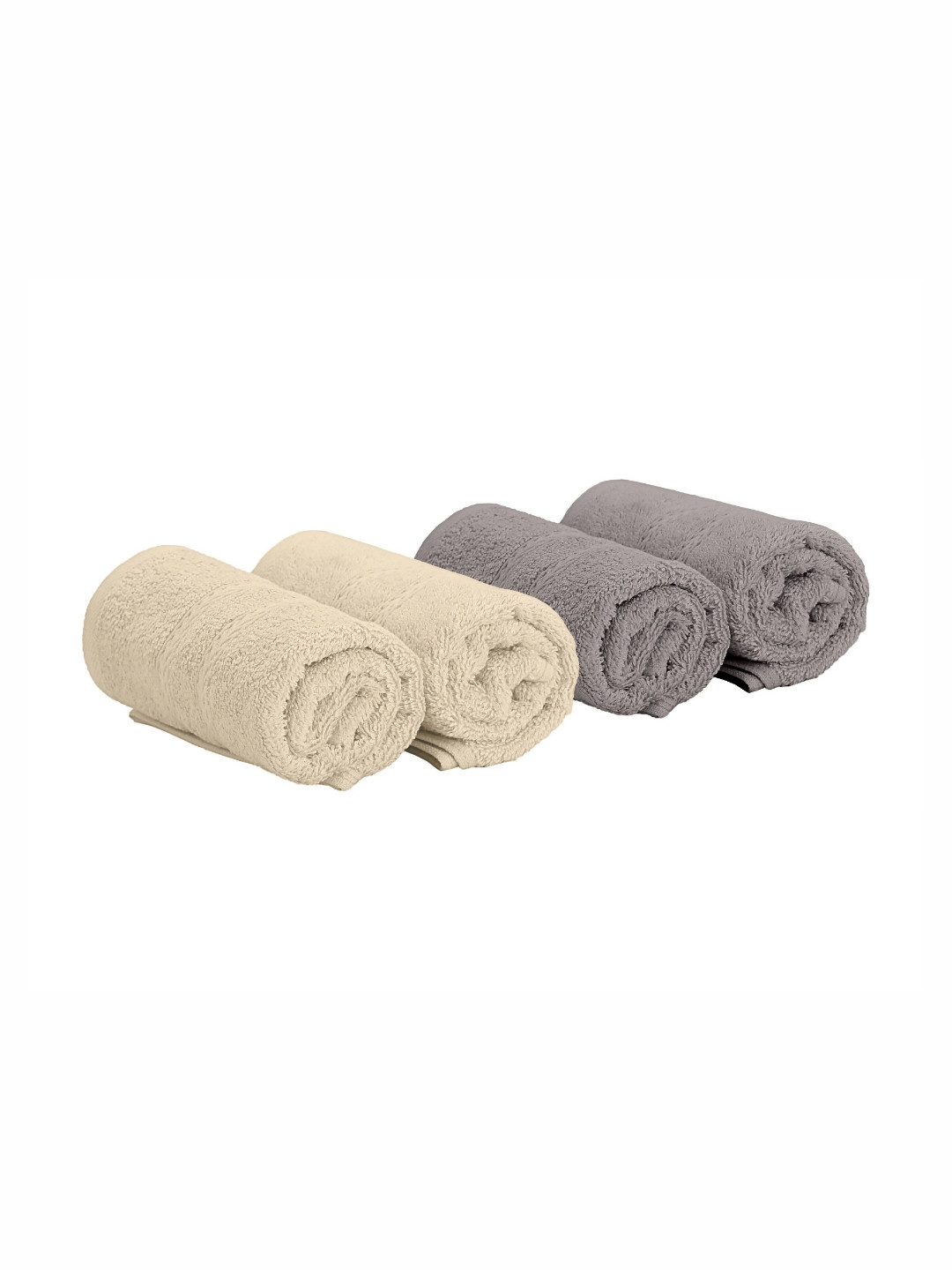 The Happy Pod 4 Piece Grey & Sand 530 GSM High Absorbent Bamboo Cotton Hand Towels