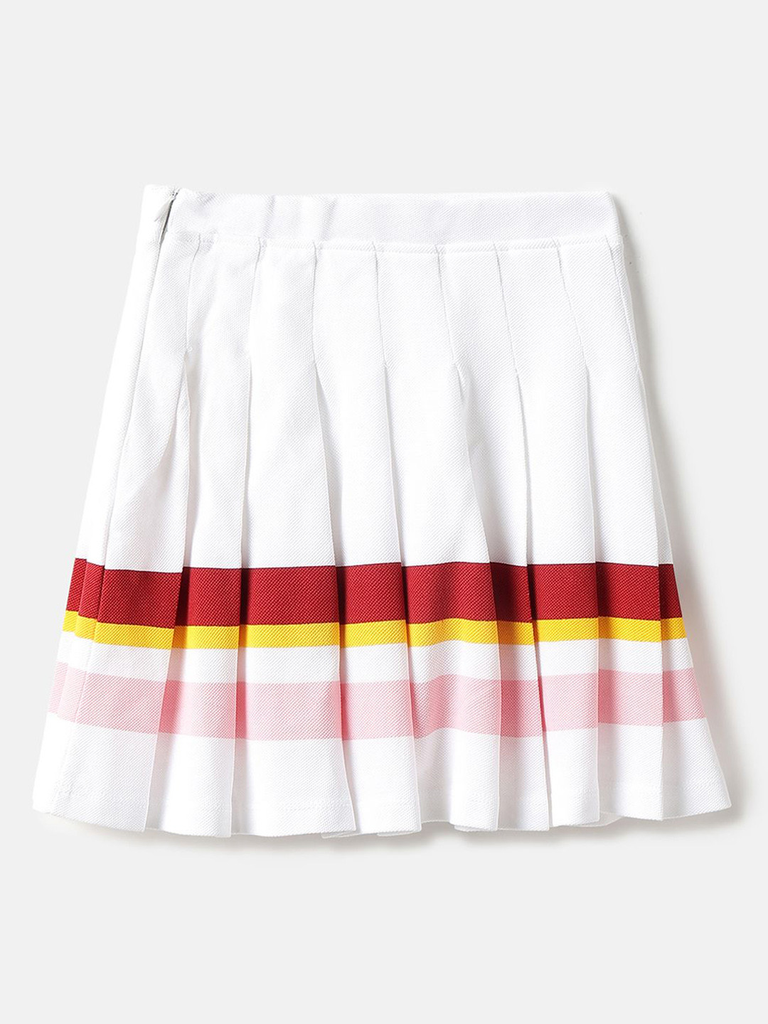United Colors of Benetton Girls Striped Pure Cotton Accordion Pleats Flared Skirt
