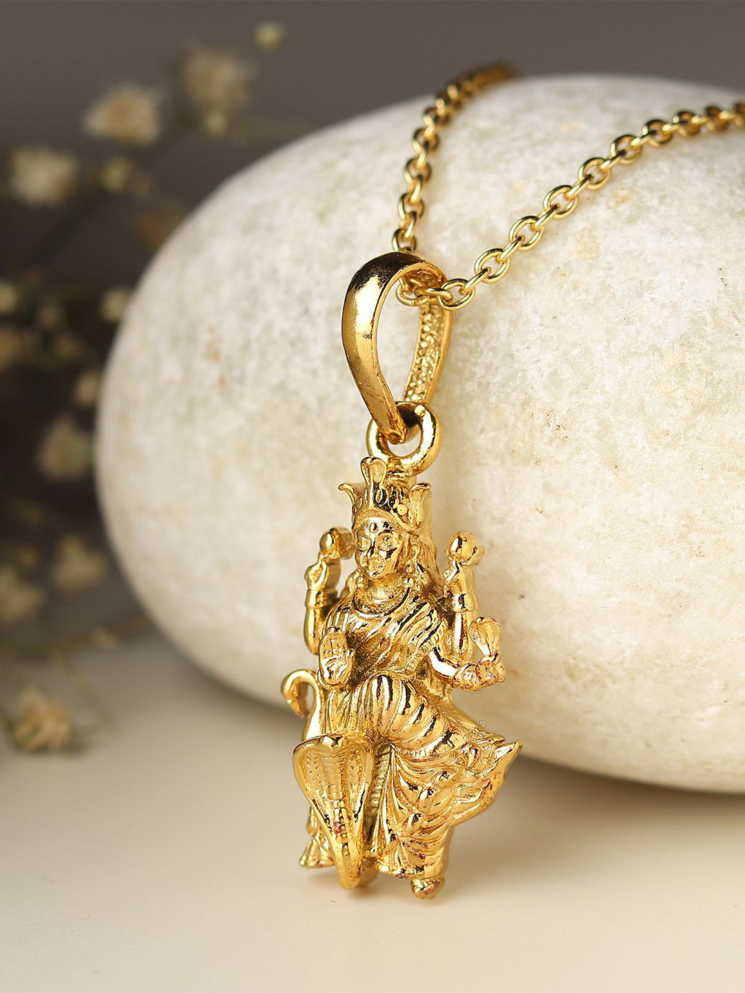 Metronaut Sterling Silver 22kt Gold-Plated Lord Swaminarayan Pendants With Chain