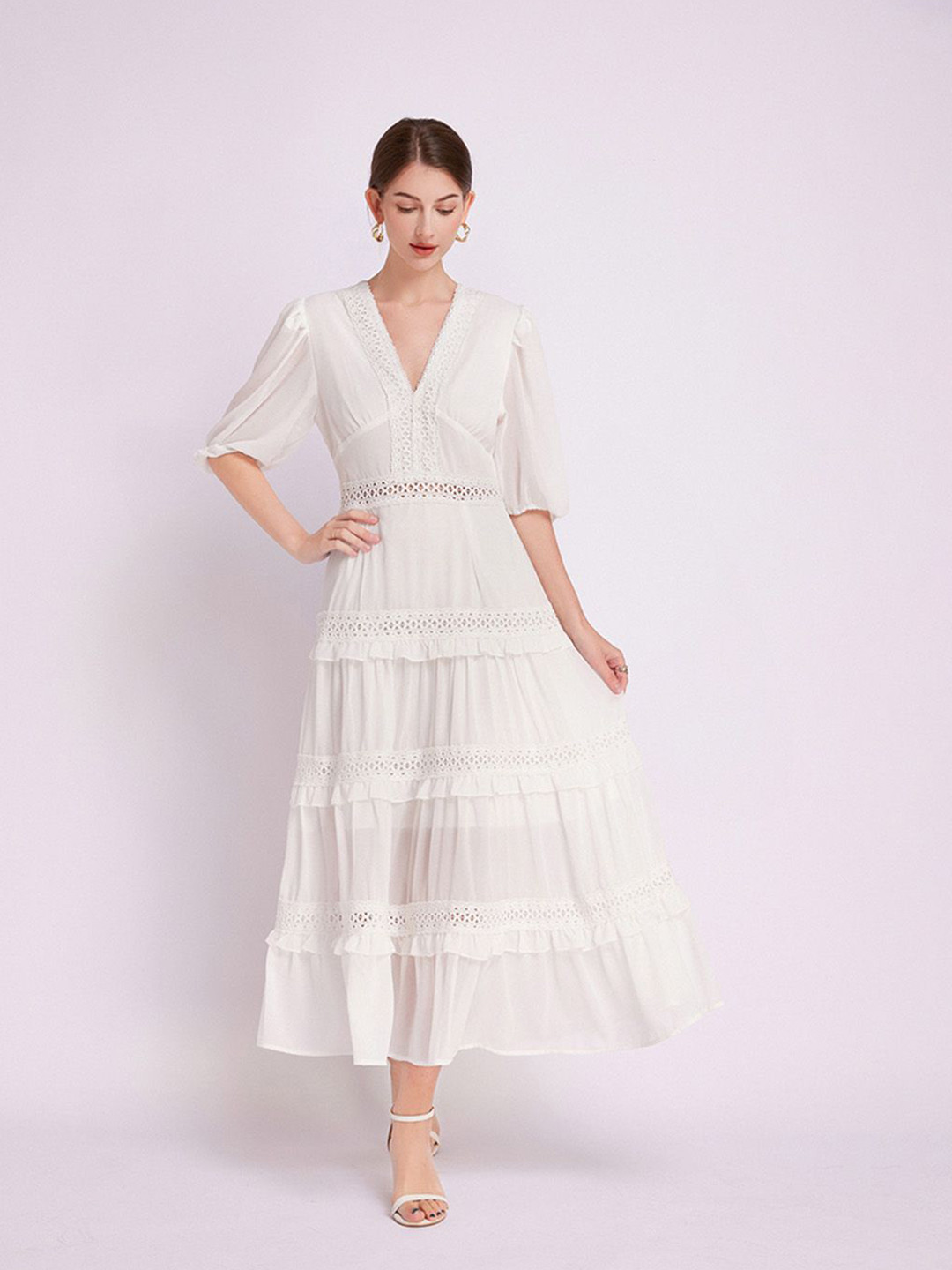 JC Collection Self Design V-Neck Dress