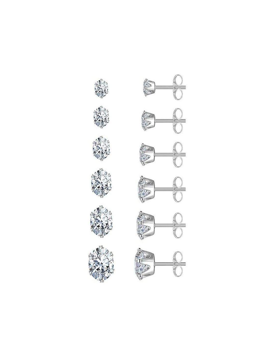 Monily Set Of 6 Artificial Stones Studded Circular Shaped Studs