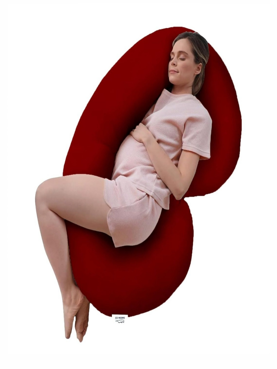 GADDA CO GC-6154-C-M Maroon Solid Faux Velvet Ultra Soft Fibre Maternity Pillow-8 x 25 x 30 cm