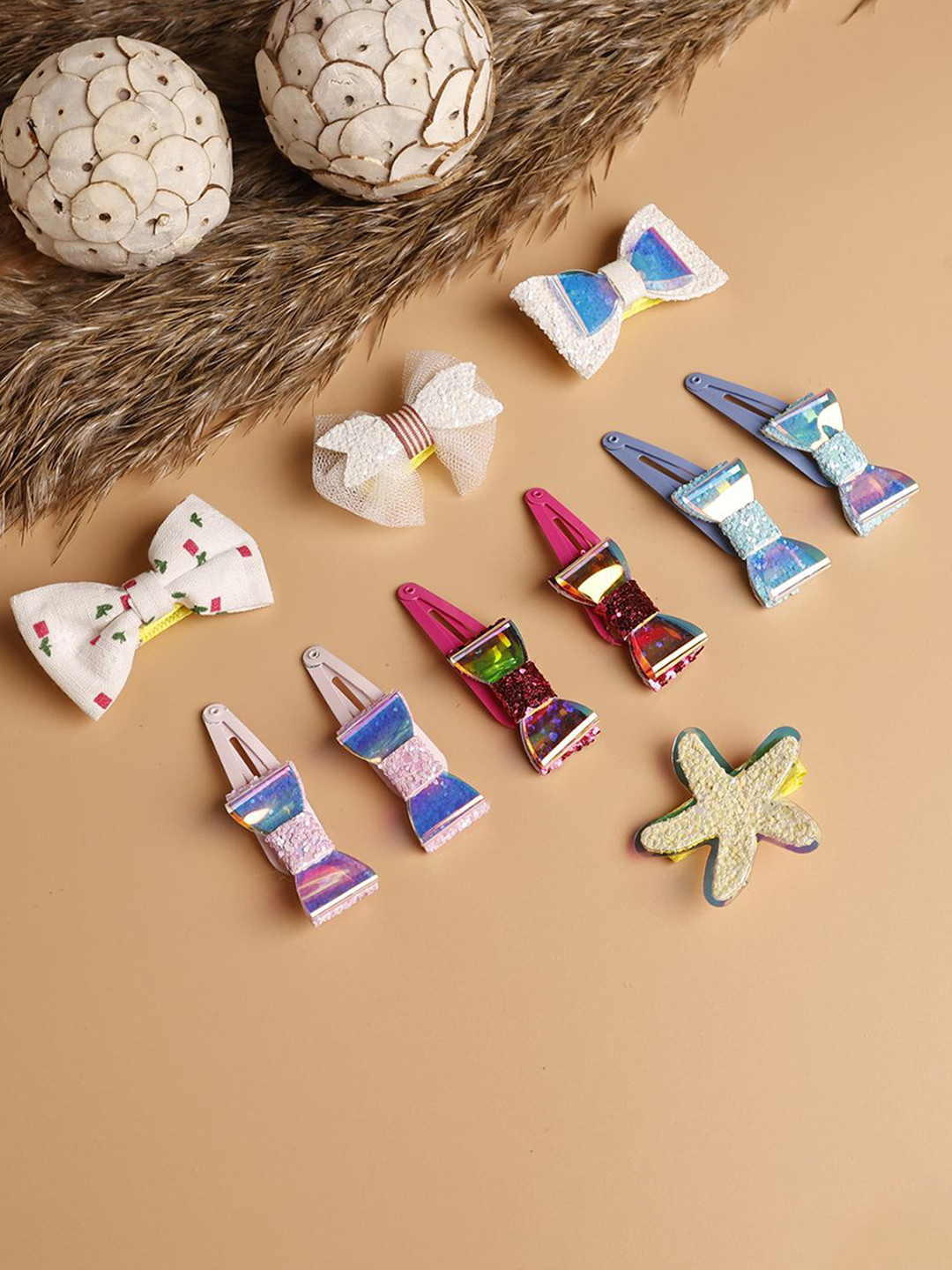 Jewelz Girls Pack of 10 Bow & Star Shape Tic Tac Alligator Hair Clip
