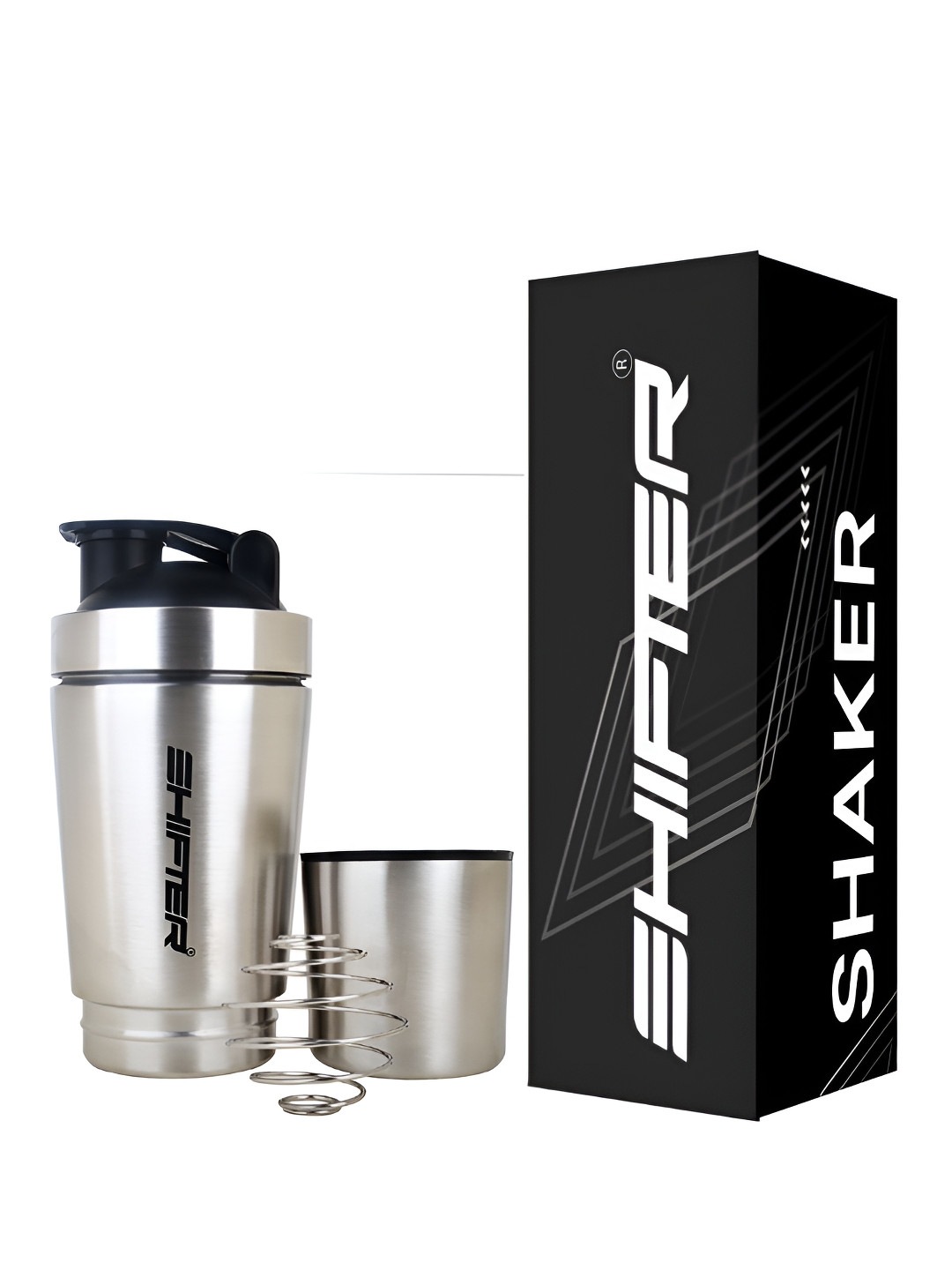 SHIFTER Silver Brand Logo Stainless Steel Single Wall Vacuum Shaker - 750ml