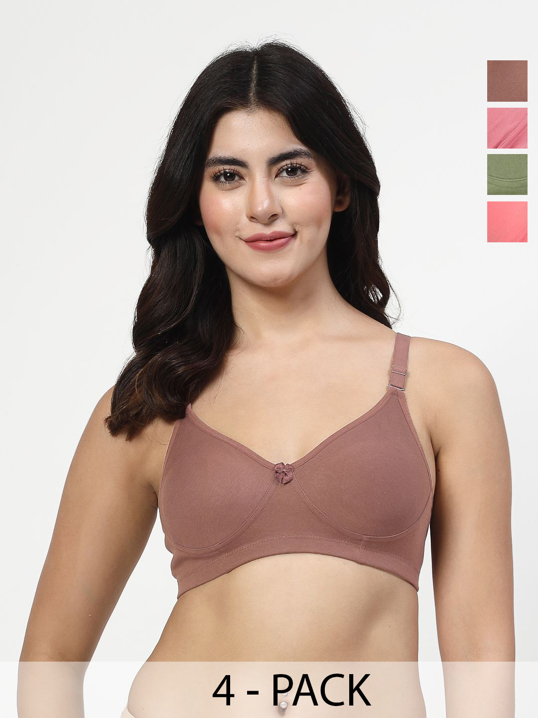 LILY Women Pack Of 4 Full Coverage Seamles T-shirt Bra