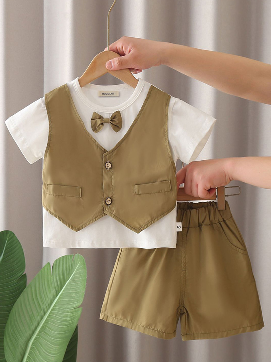 INCLUD Boys T-Shirt Attached Waistcoat With Shorts