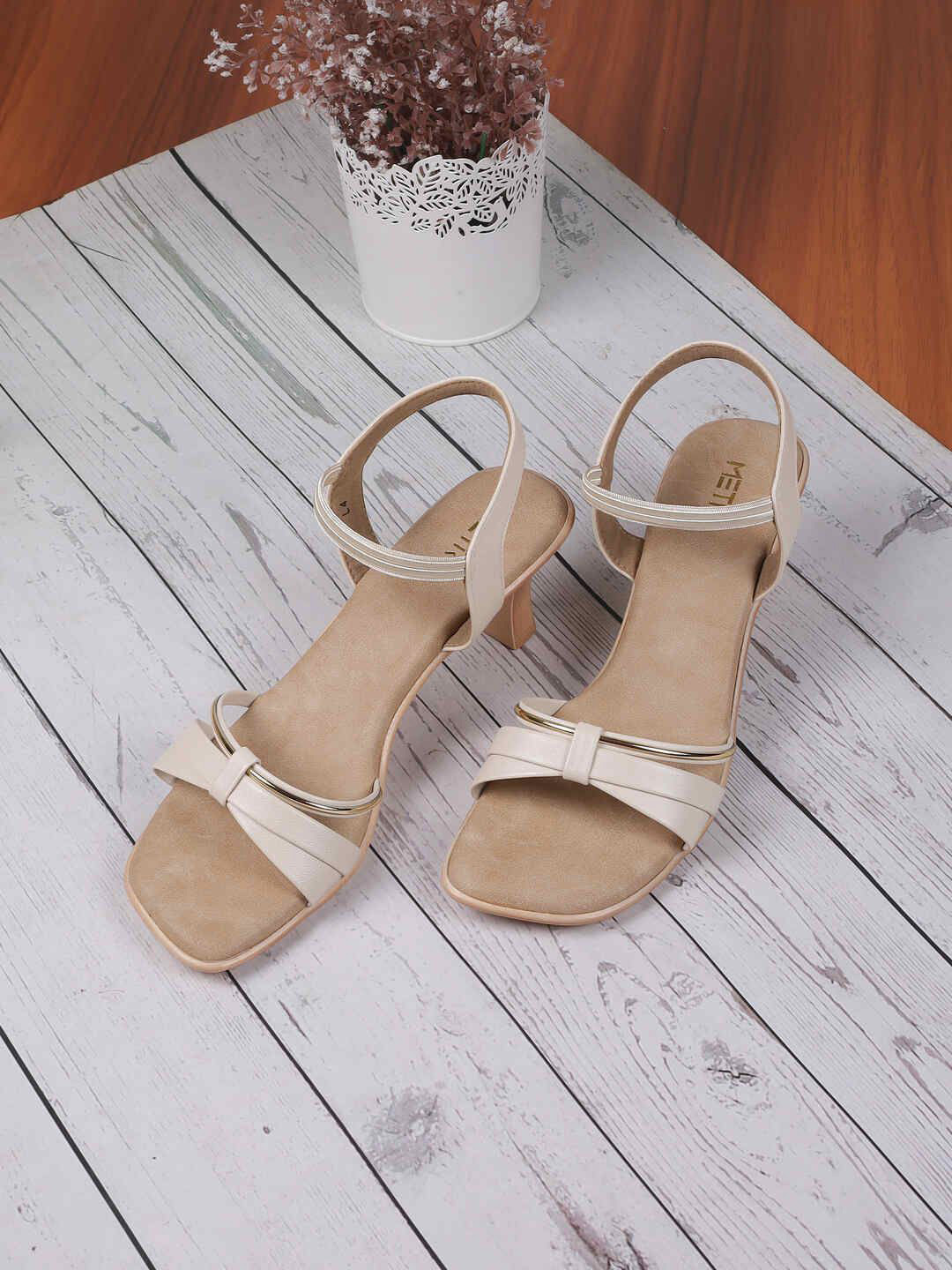 Metro Women Kitten Heel Open Toe Sandals