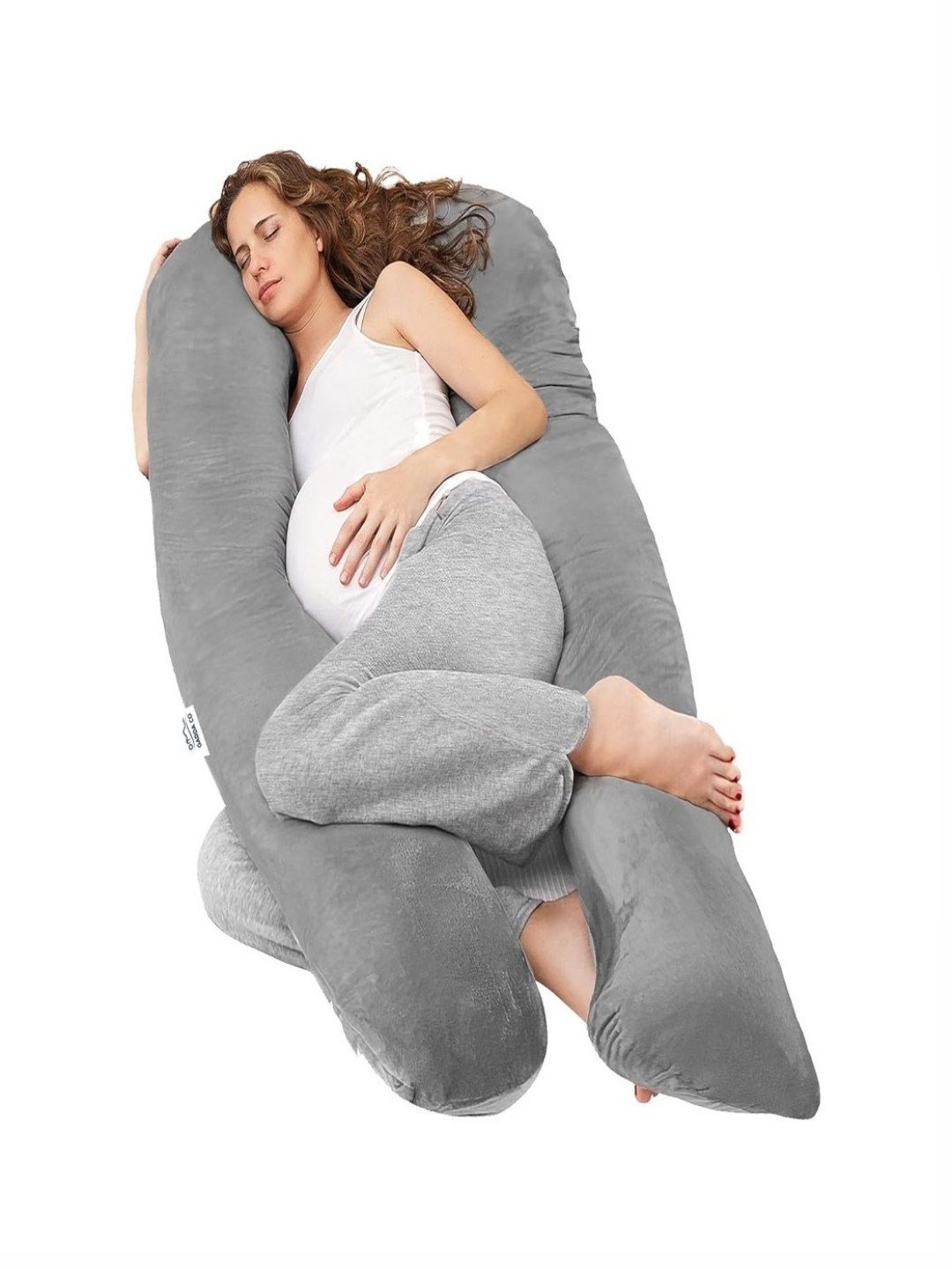 GADDA CO GC-6152-U-GR Grey Solid Faux Velvet Ultra Soft Fibre Maternity Pillow-10 x 25 x 30 cm