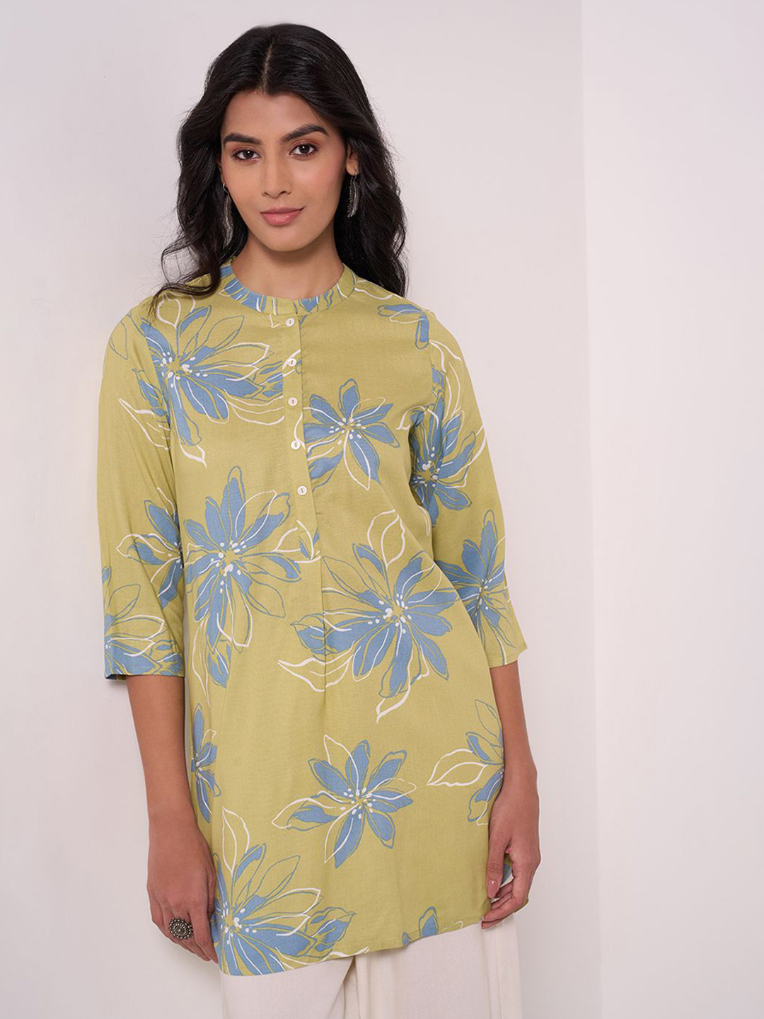 RANGMANCH BY PANTALOONS Mandarin Collar Printed Tunic