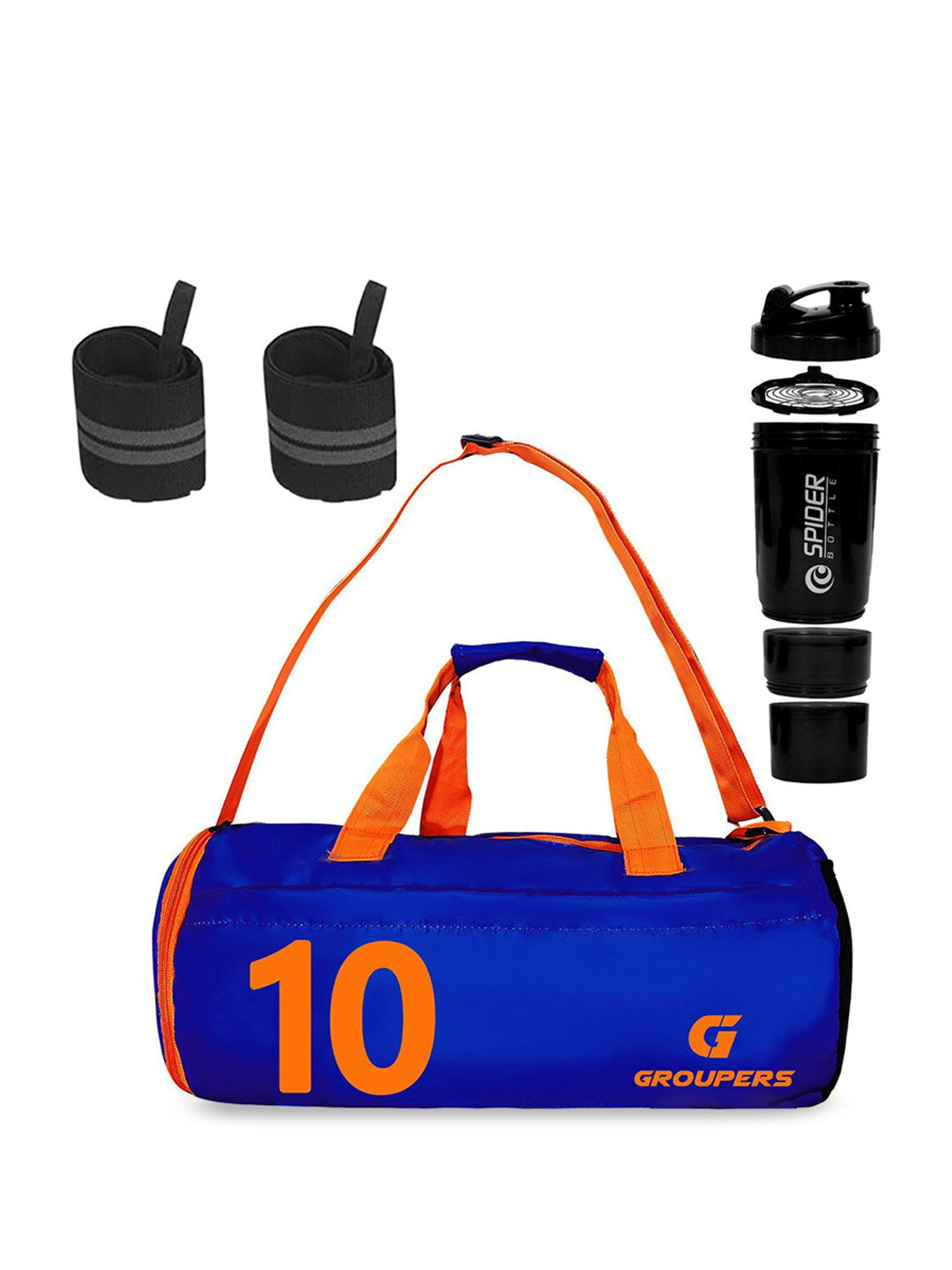 GROUPERS Blue Foldable Medium Printed Duffel Bag With Shoulder Straps