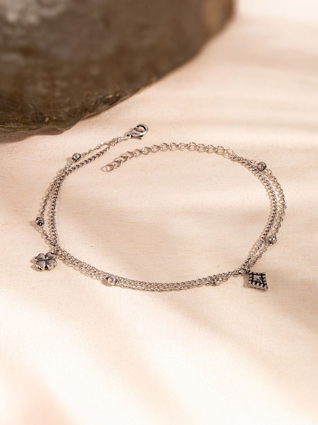 Voylla Silver-Plated Boho Tribe Nomadic Oxidised Anklet