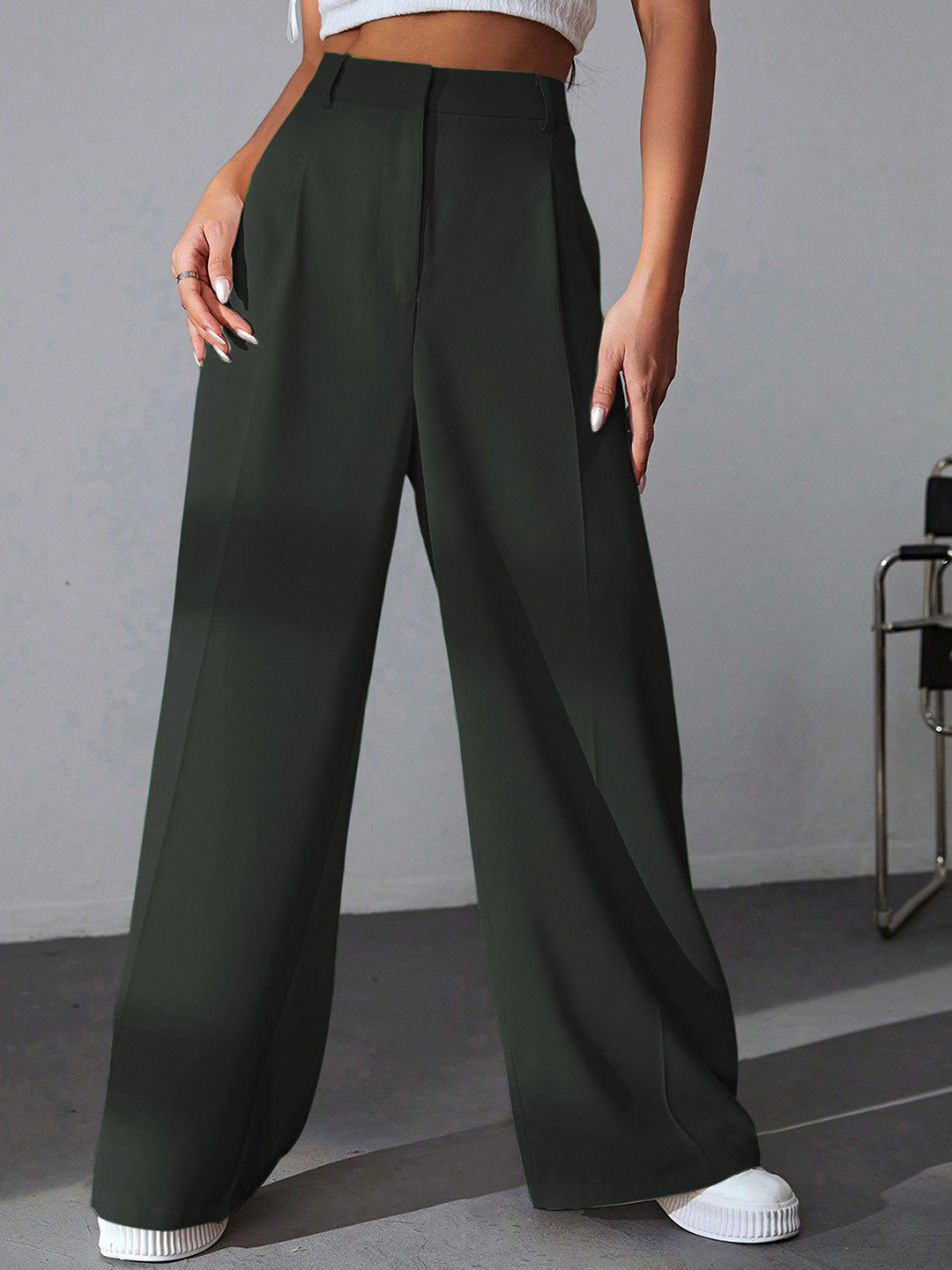 SZN Women Flared High-Rise Trousers