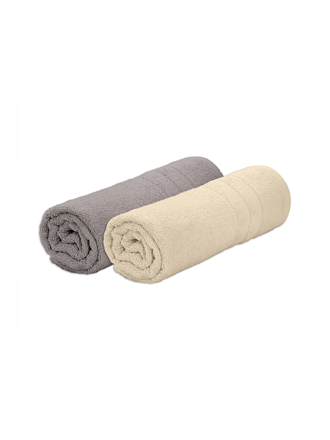 The Happy Pod 2 Piece Grey & Cream 530 GSM High Absorbent Bamboo Cotton Bath Towels