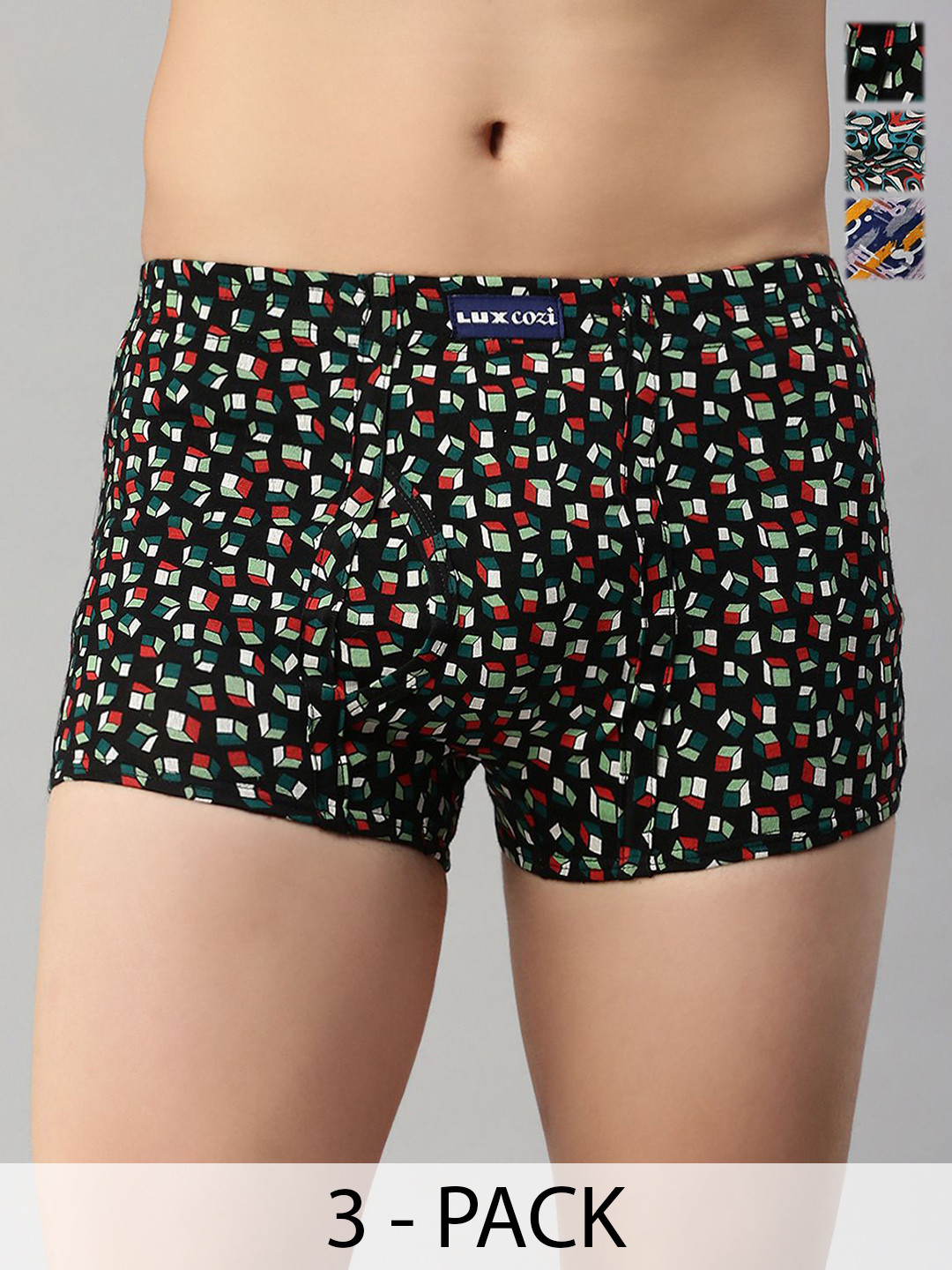 Lux Cozi Men Pack Of 3 Printed Assorted Trunks COZI_BIGSHOT_SL_PRINT_IE_ASO3_3PC