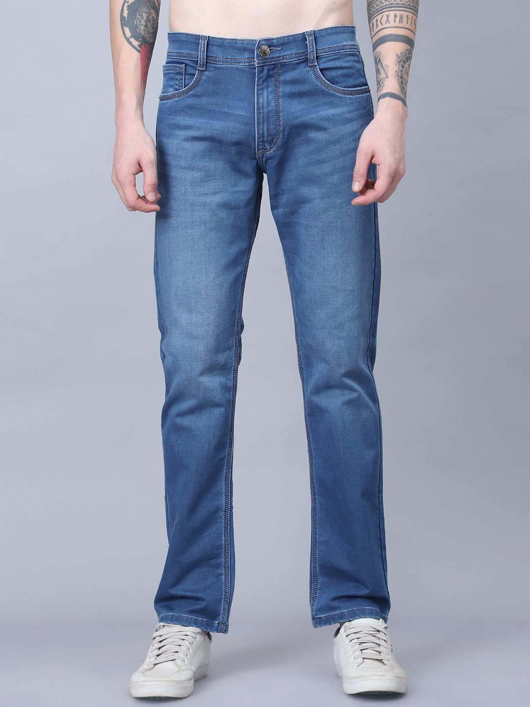 BUNCH OF BAD Men Light Fade Stretchable Jeans