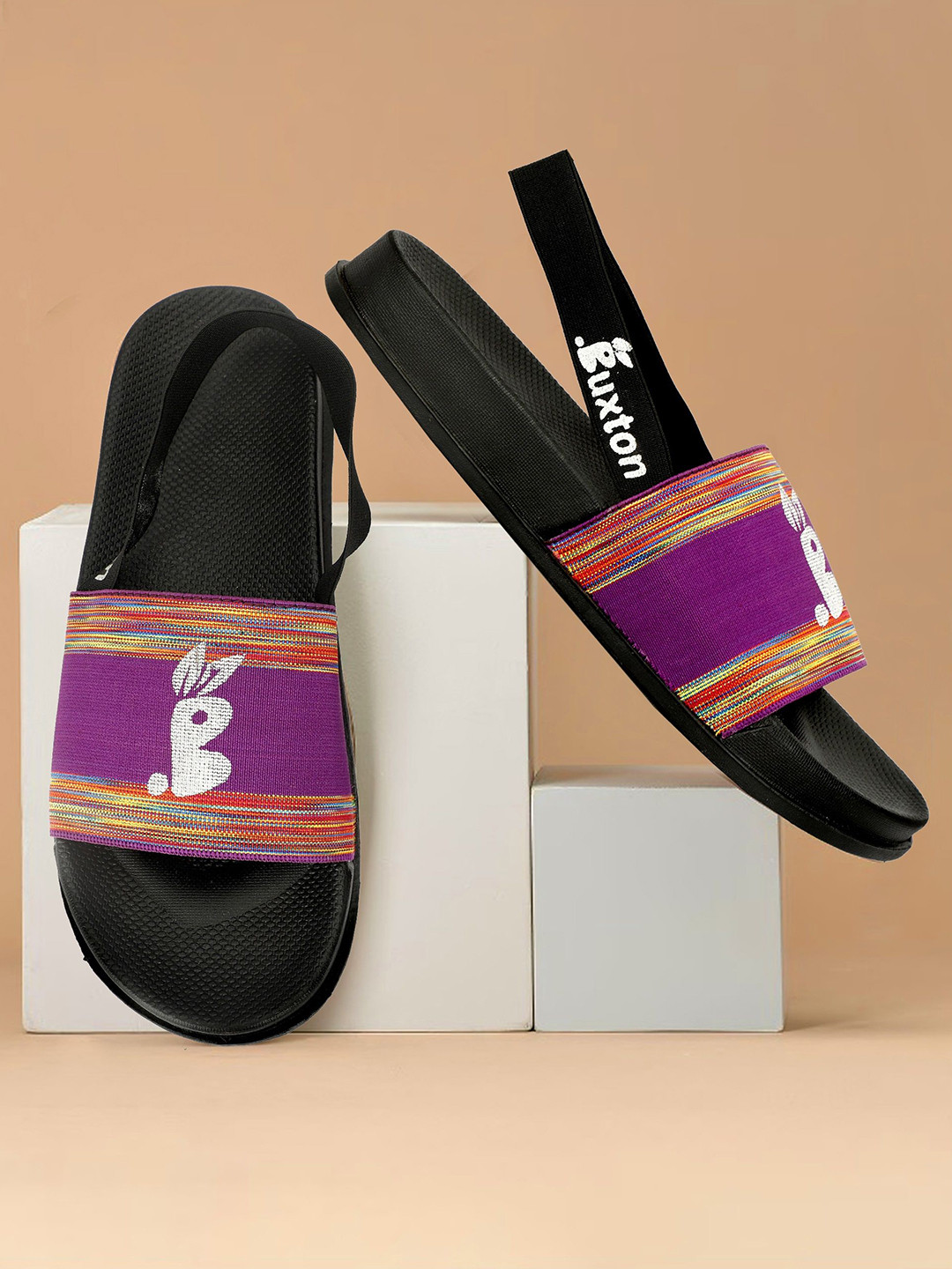 Buxton Men Purple & Black Sliders Flip Flops