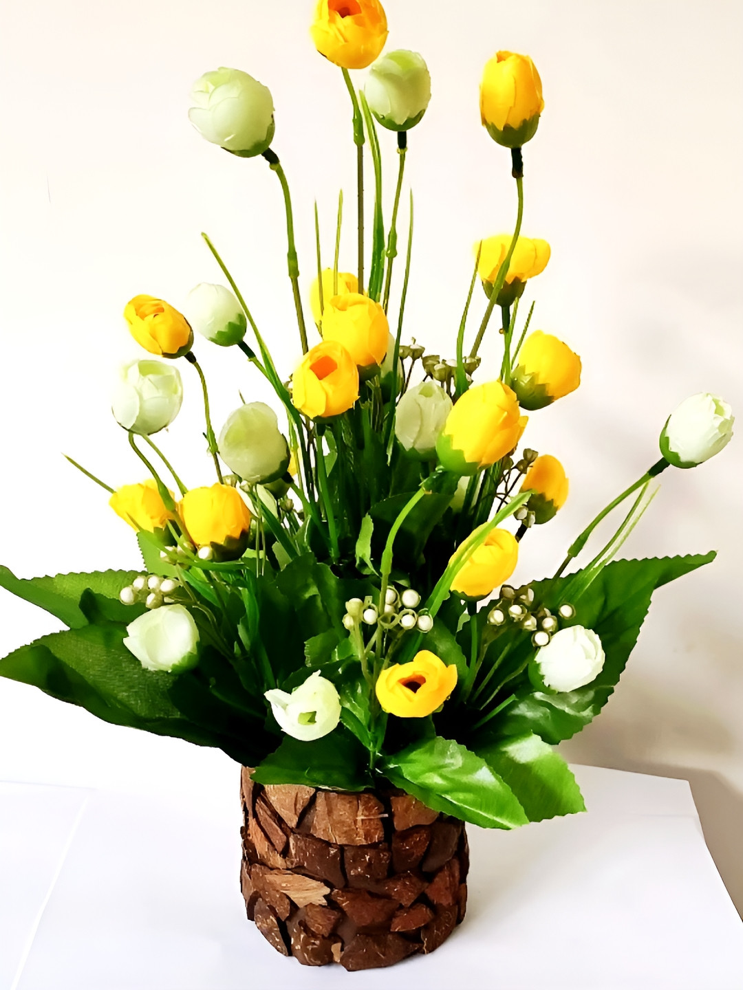 ZONEZER Yellow 1 Pieces Tulip Artificial Flower With Pot