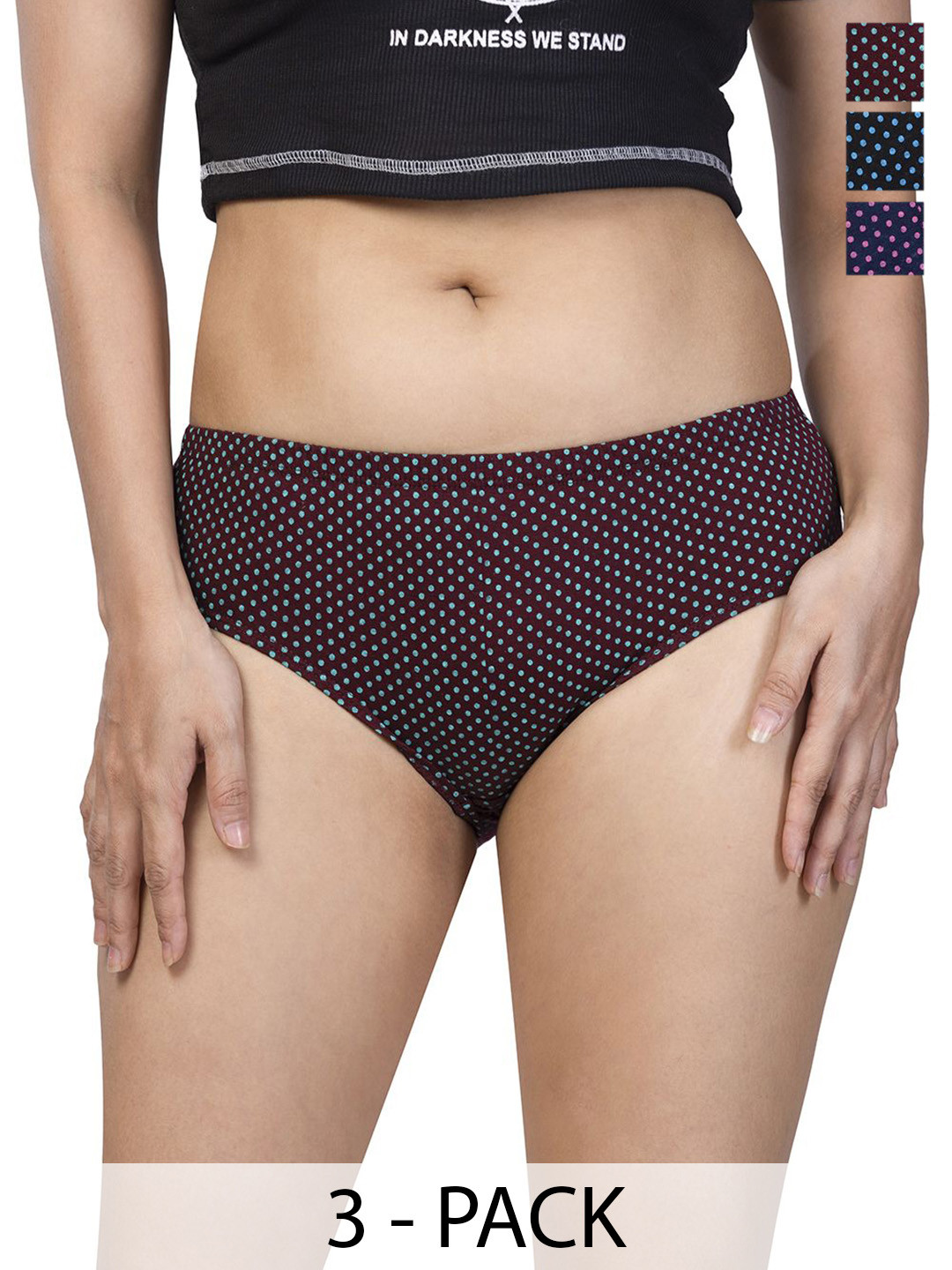 CHIC Pack Of 3 Printed Pure Cotton Basic Briefs Autumn 3504 Comfort-3XL