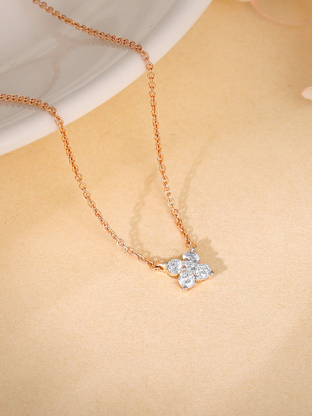 GIVA Rose Gold Amorette Diamond Necklace-2.135 gms