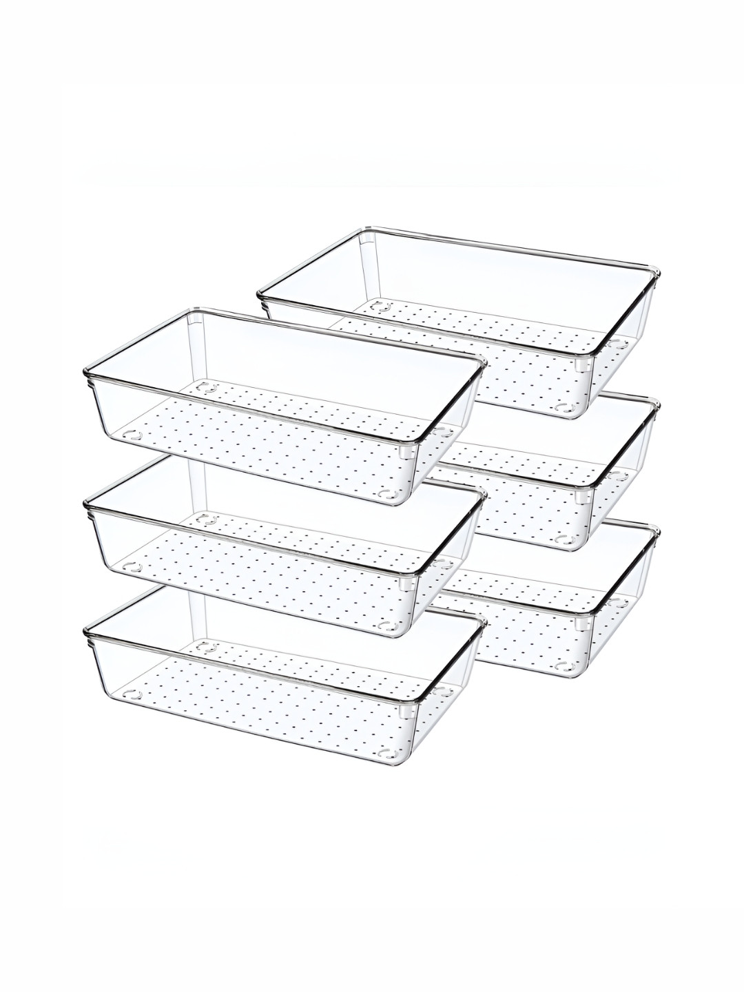 Aura Transparent 6 Piece Set Storage Organizer 6x9 Inch Drawer Makeup Organiser