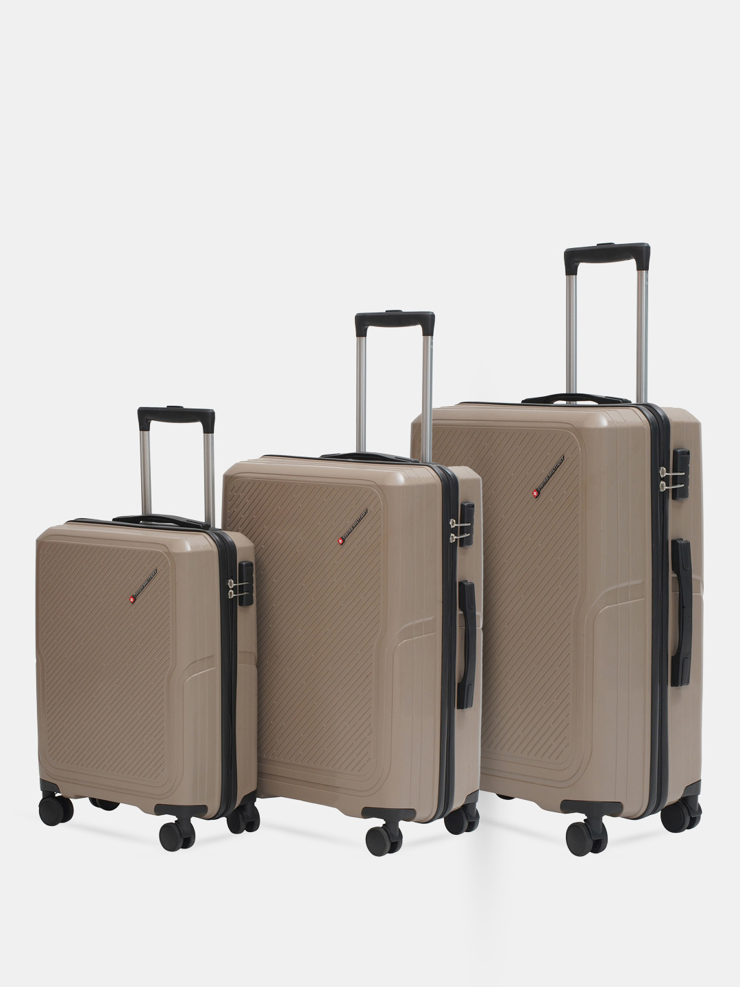 SWISS MILITARY Calvin Hard Set Of 3 360 Rotating Wheels Luggage Trolley Suitcase