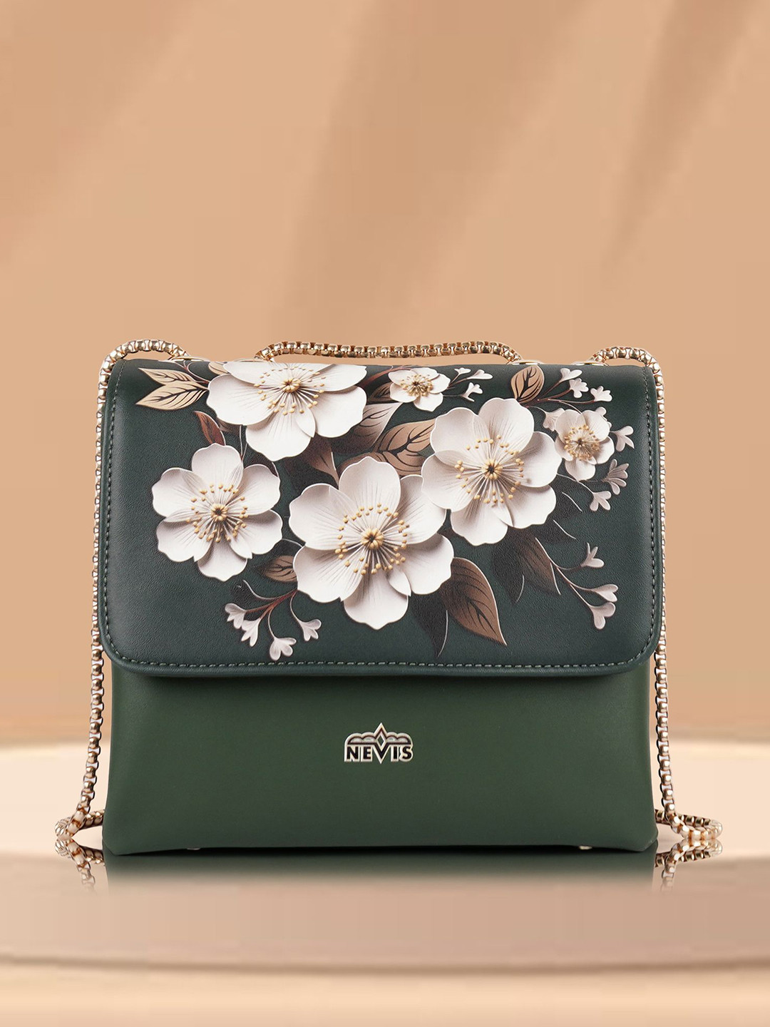 NEVIS Women Floral Printed Structured Leather Sling Bag