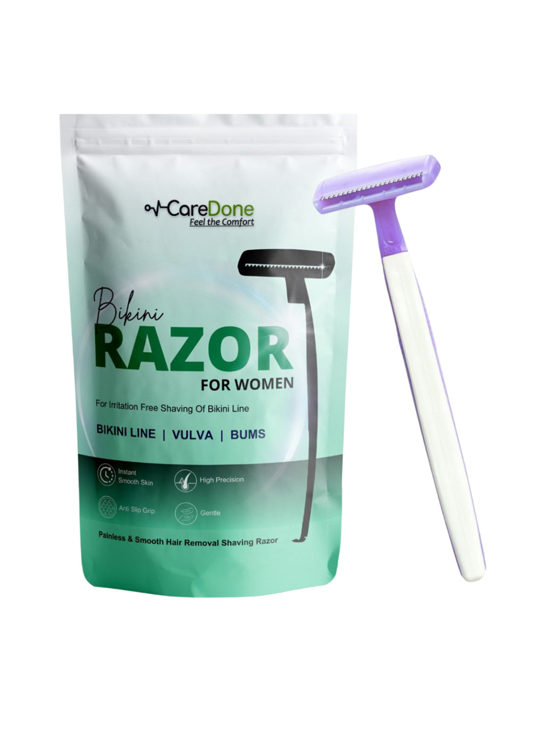 CareDone Instant Smooth Skin Bikini Razor- Purple