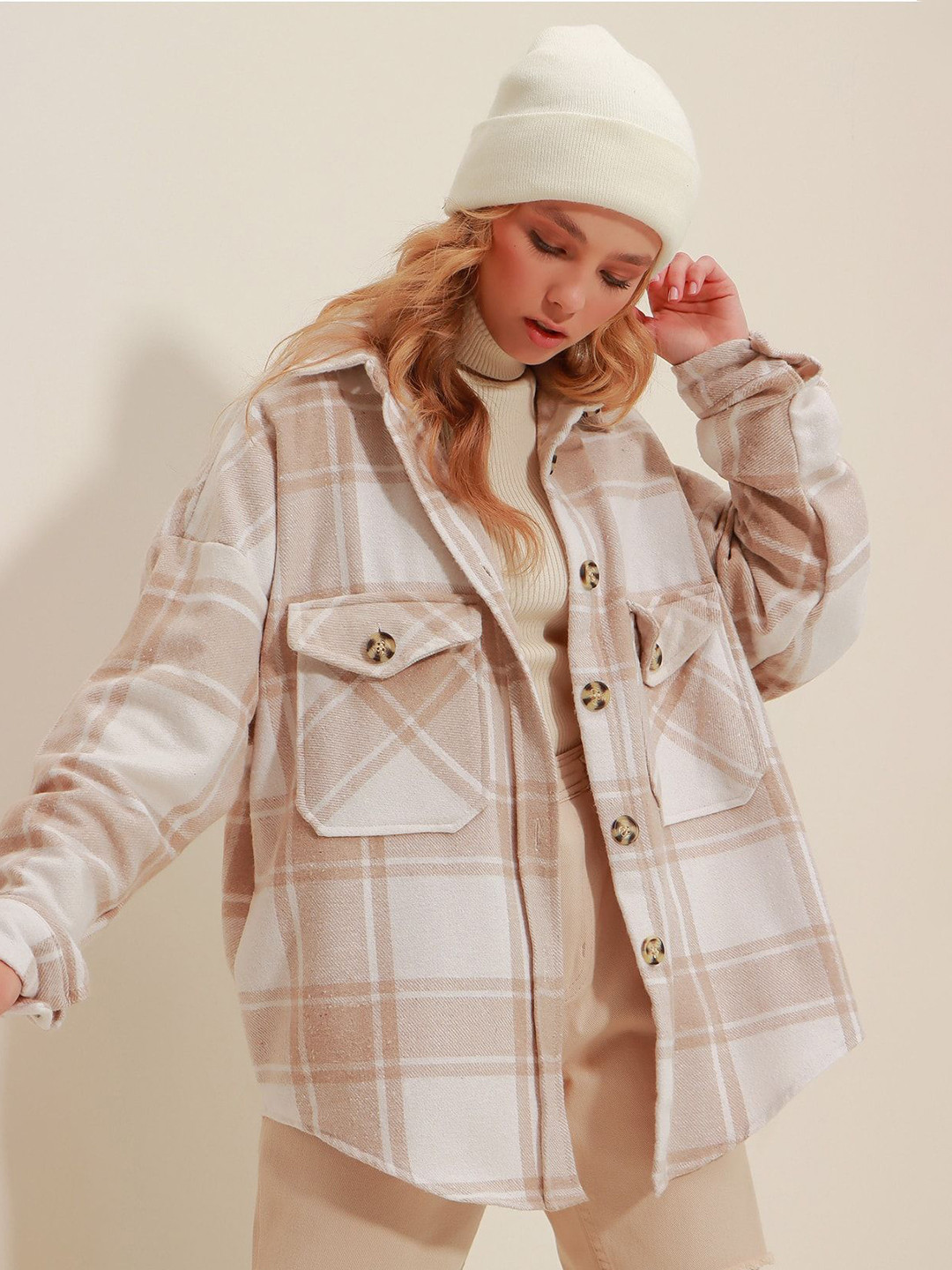 Trend Alacati stili Women Tartan Checks Opaque Checked Casual Shirt