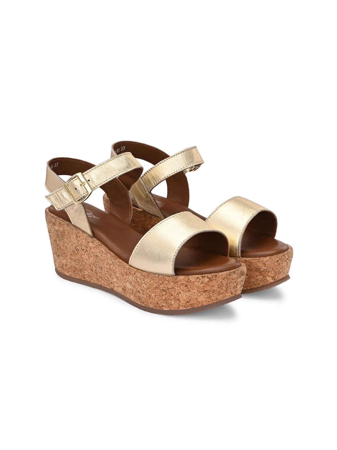 Delize Striped Leather Party Wedge Sandals