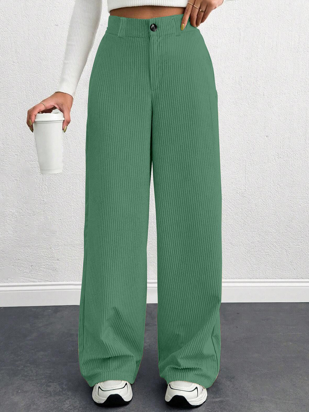 RAJOVATI Women Zip Mid-Rise Parallel Trousers