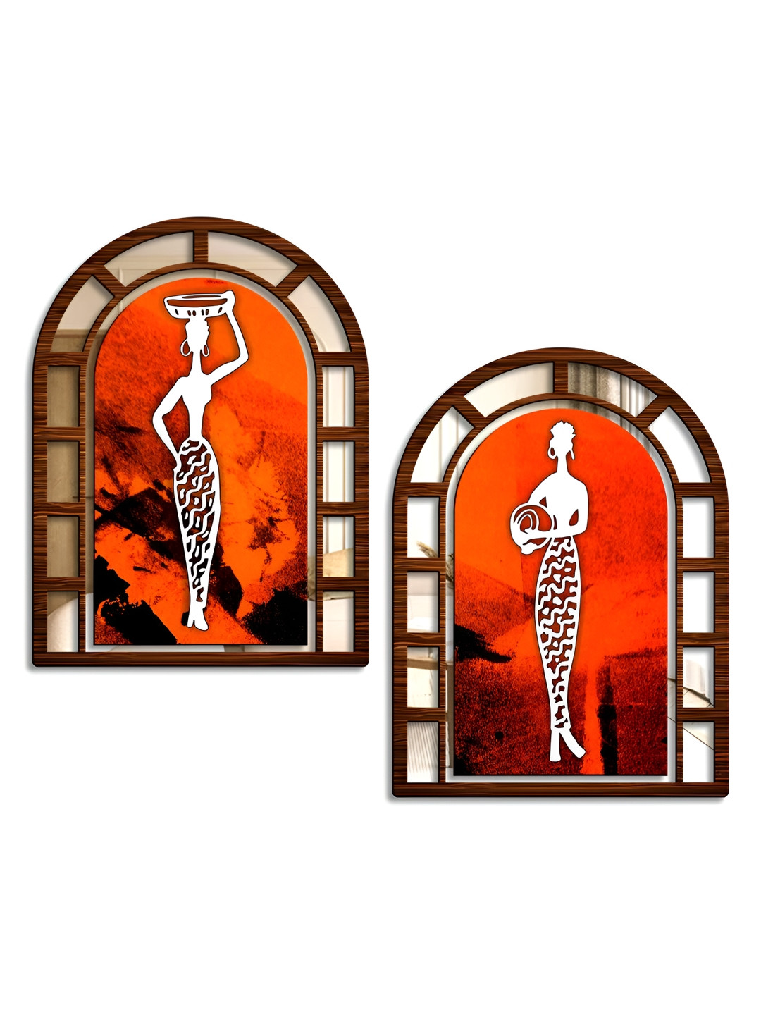 SEHAZ ARTWORKS Wood 2 Pcs Wall Living Room Rectangle Paintings Wall Art -15.47 x 11.61In