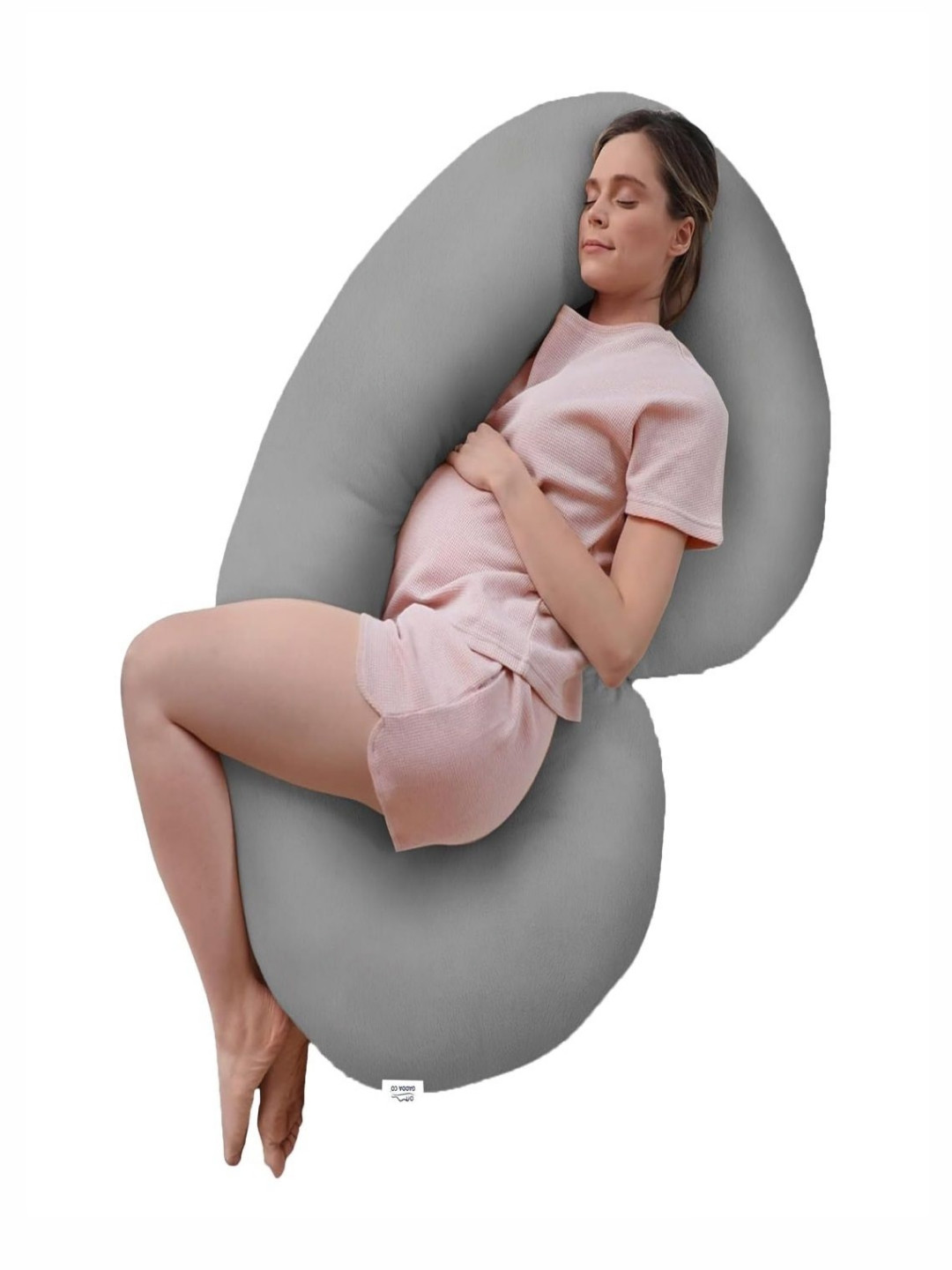 GADDA CO GC-6154-C-GR Grey Solid Faux Velvet Ultra Soft Fibre Maternity Pillow-9 x 25 x 30 cm