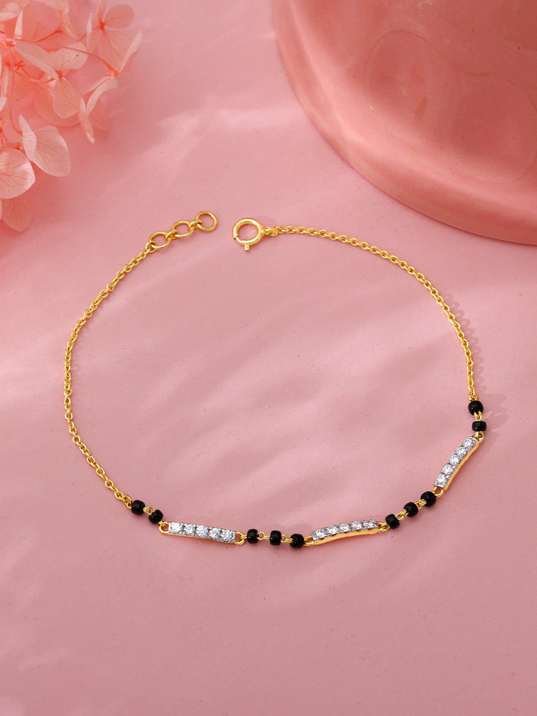 GIVA Women 18 Kt Gold Skyla Diamond Mangalsutra Bracelet-2.111 gms
