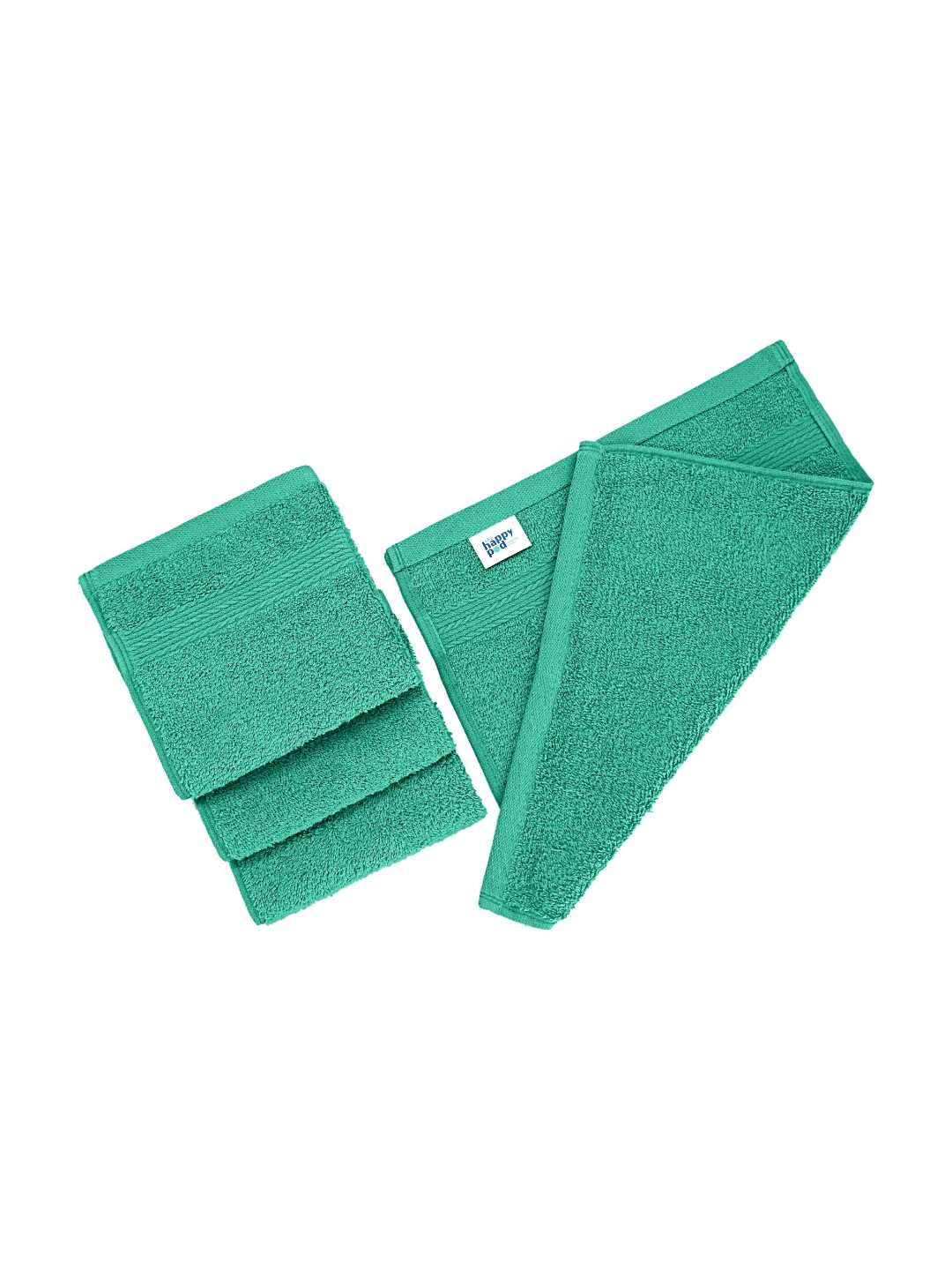 The Happy Pod 4 Piece Blue & Green 500 GSM High Absorbent 100% Cotton Face Towels
