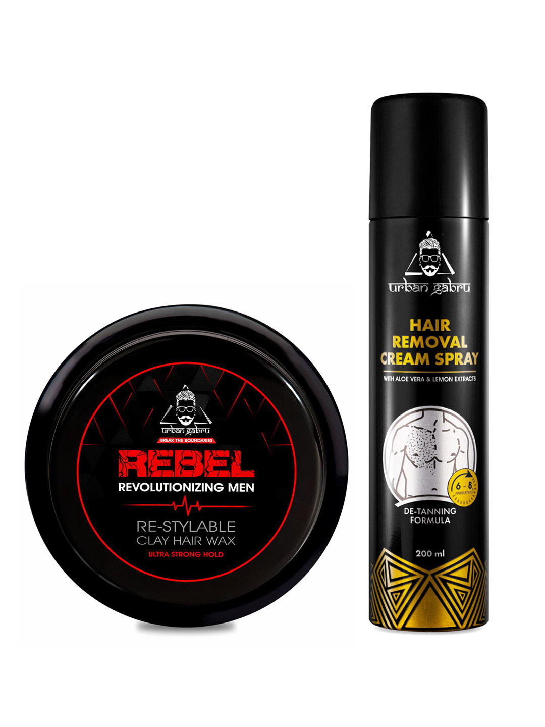URBANGABRU Set Of Re-Stylable Clay Hair Wax & & Hair Removal Cream Spray For Men