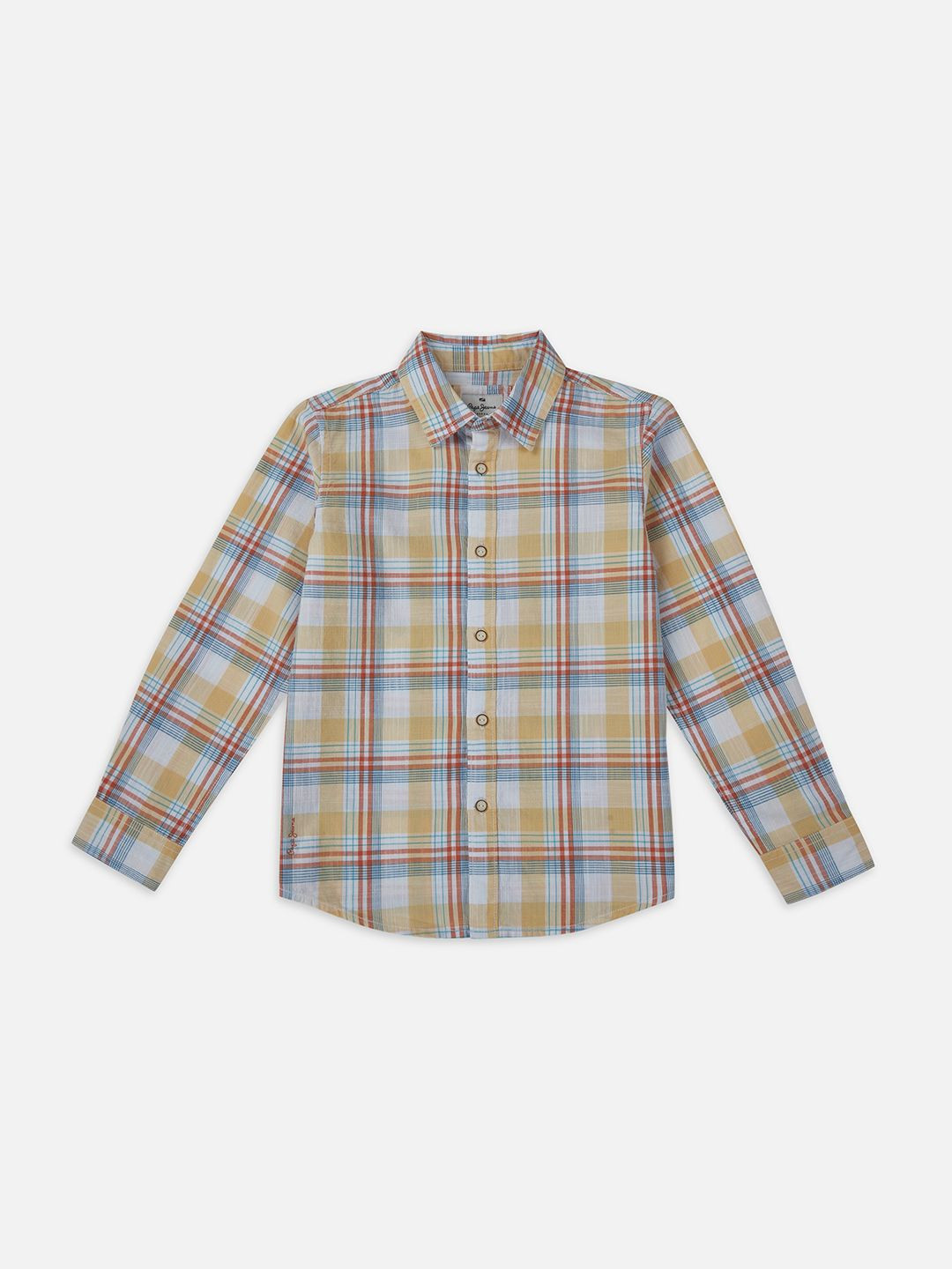 Pepe Jeans Boys Spread Collar Tartan Checked Cotton Casual Shirt