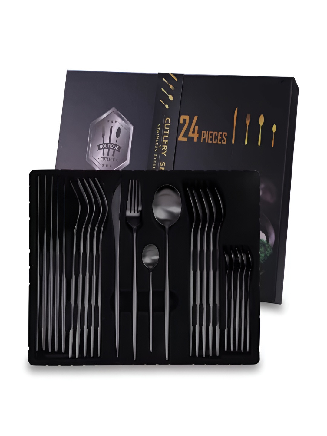 YELONA 24 Piece Sterling Silver Stainless Steel Cutlery Set