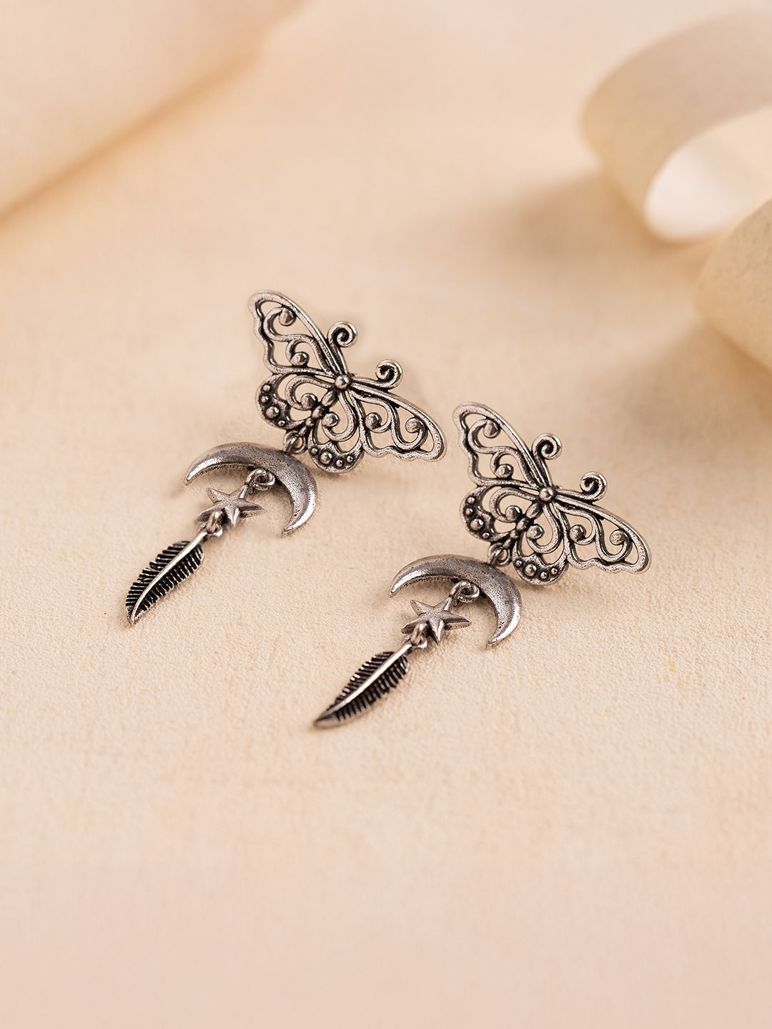 Boho Tribe Whispering Wings Oxidised Earrings