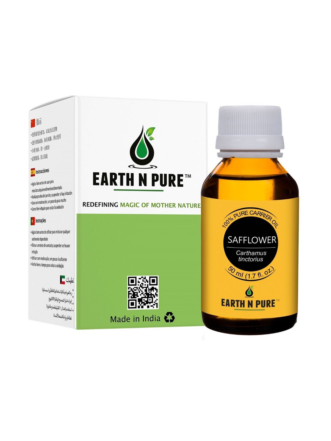 EARTH N PURE 100% Safflower Carrier Oil Natural & Therapeutic Grade - 50 ml