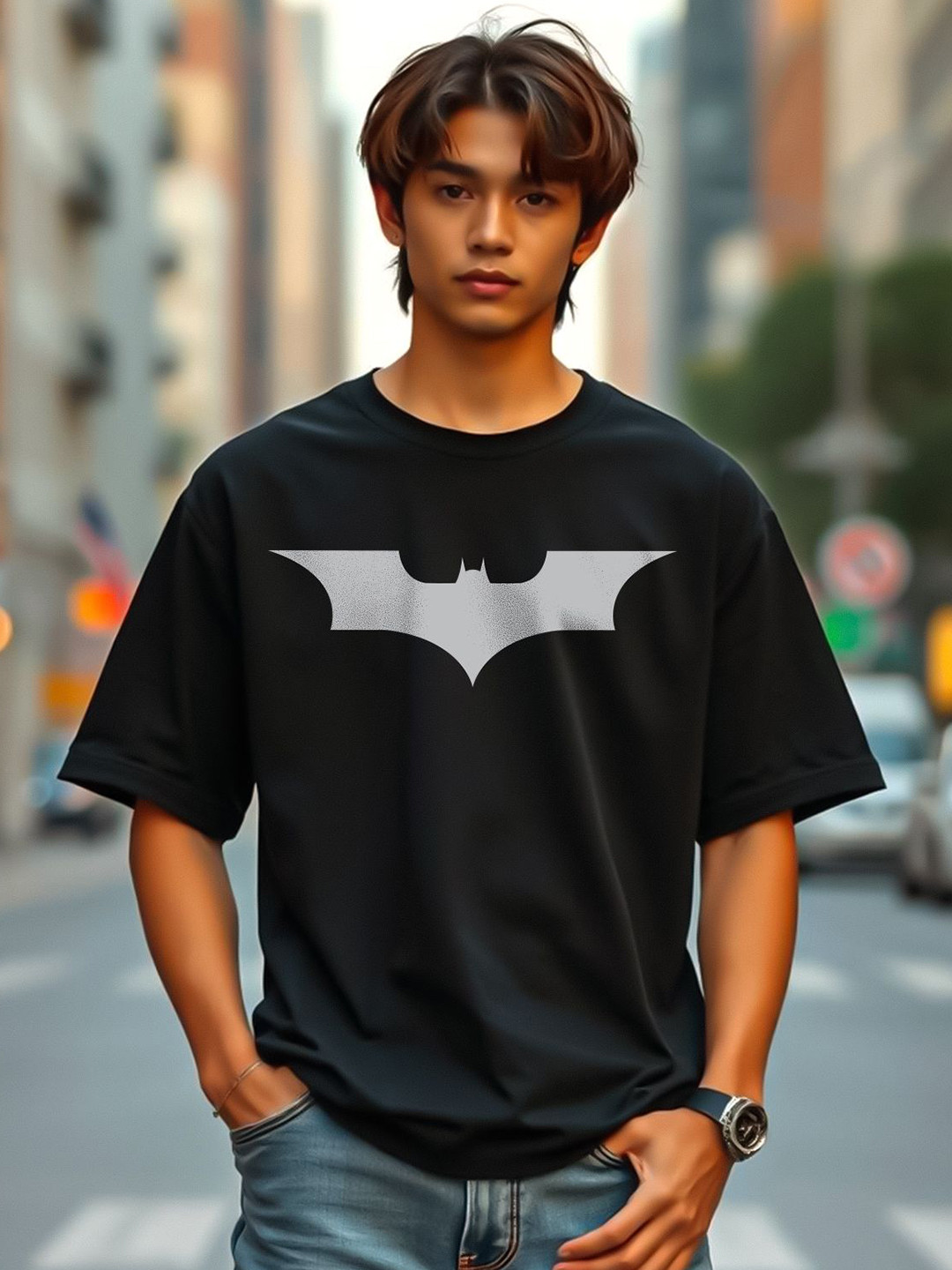 TOGS & TERRE Men Graphic Printed Round Neck Cotton Oversized T-shirt