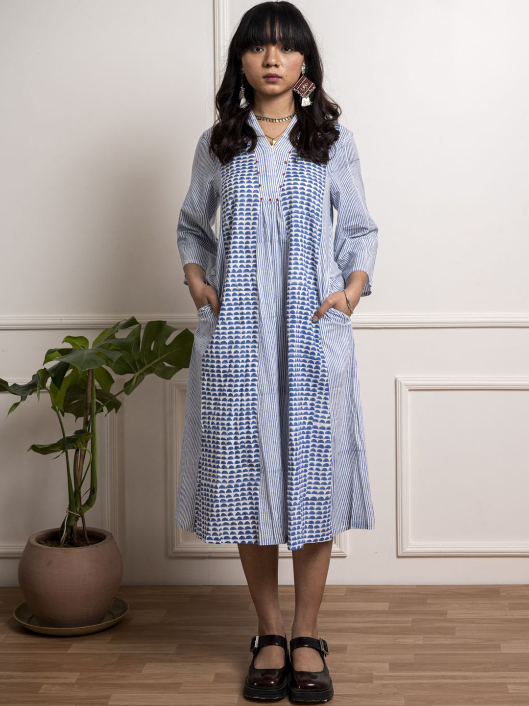 WildMoss Print A-Line Midi Dress