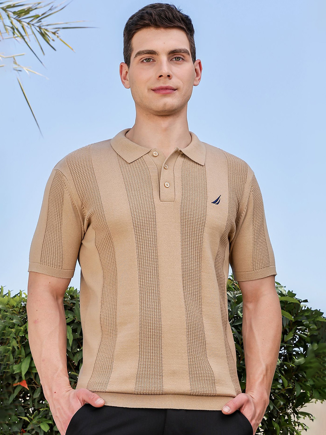 Nautica Men Premium Patterned Polo Collor Cotton T-shirt