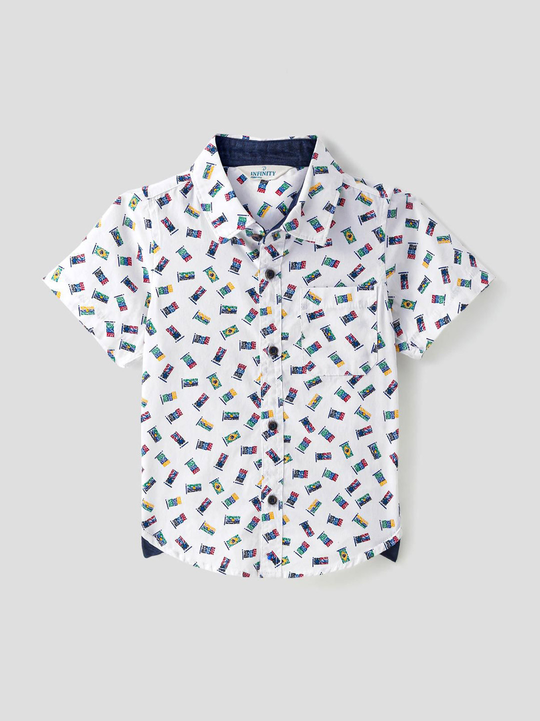Infinity Boys Regular Fit Spread Collar Conversational Printed Cotton Casual Shirt